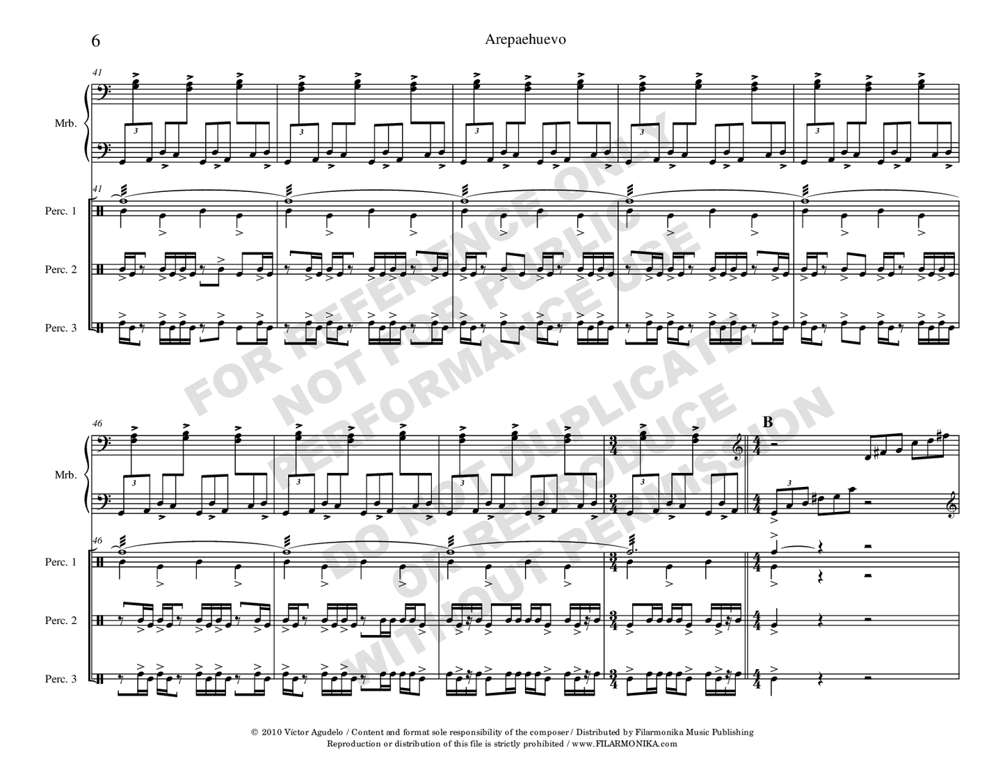 Arepaehuevo, for marimba and percussion