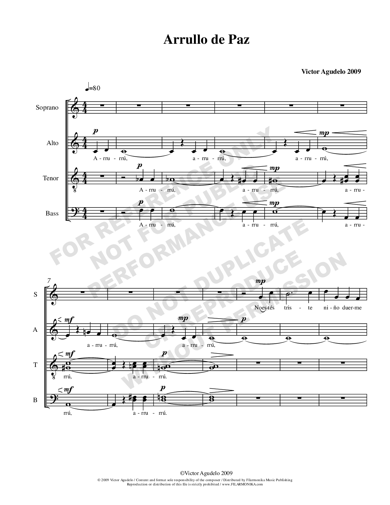 Arrullo de paz, for choir