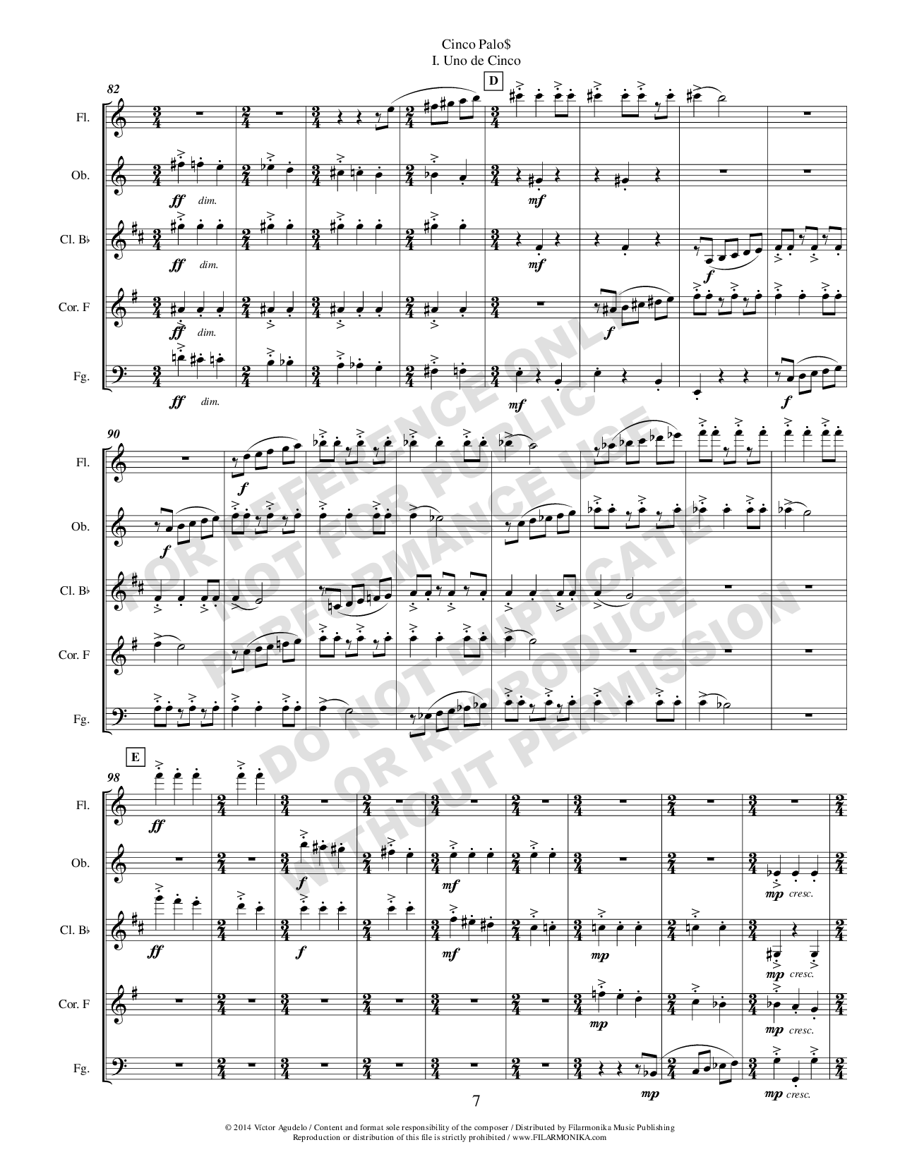 Cinco palo$, for wind quintet