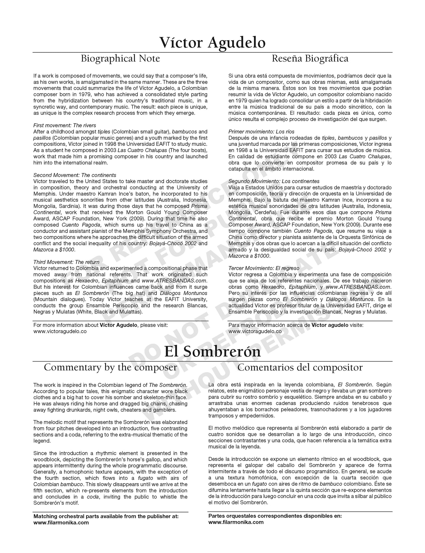 El Sombrerón, for orchestra