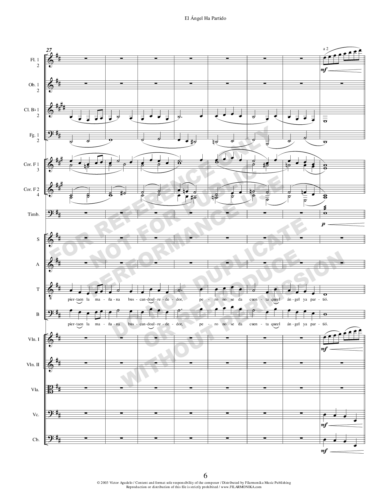 El ángel ha partido, for choir and orchestra