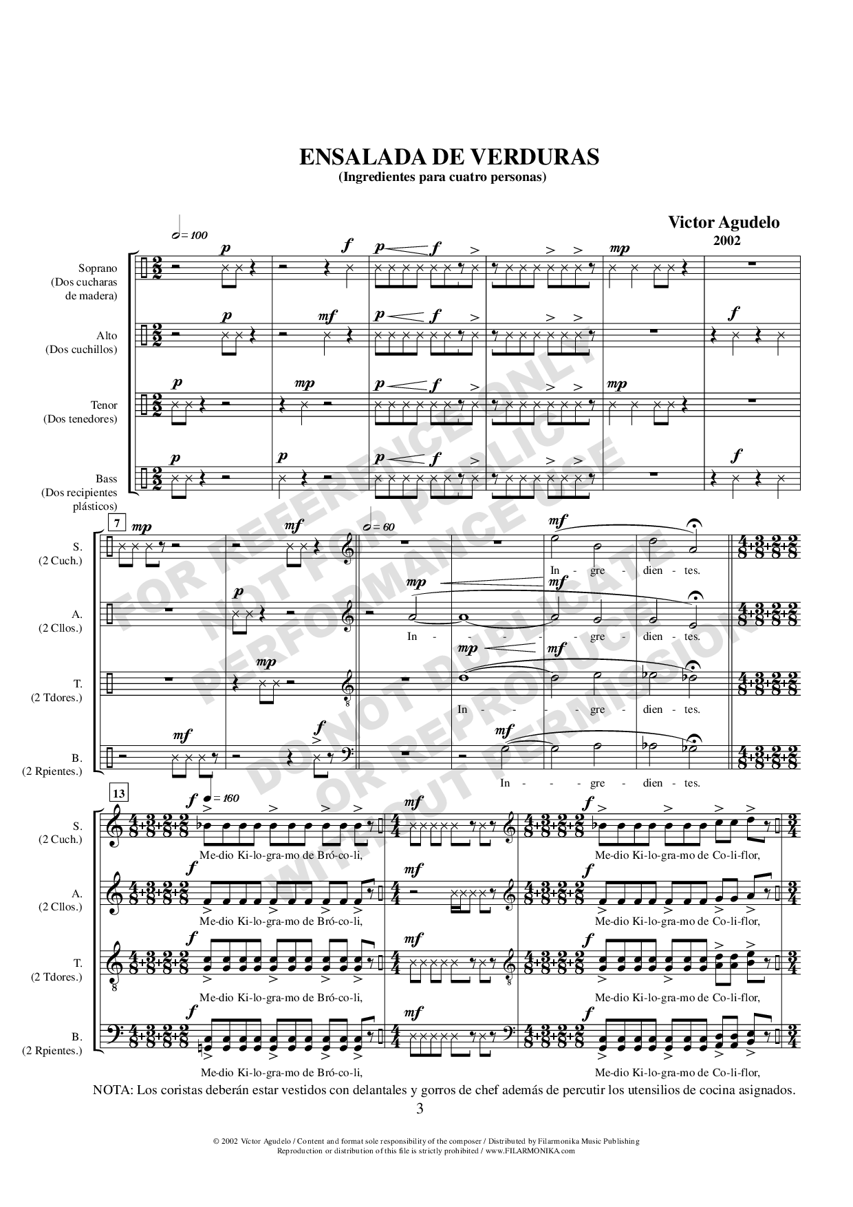 Ensalada de verduras, for choir