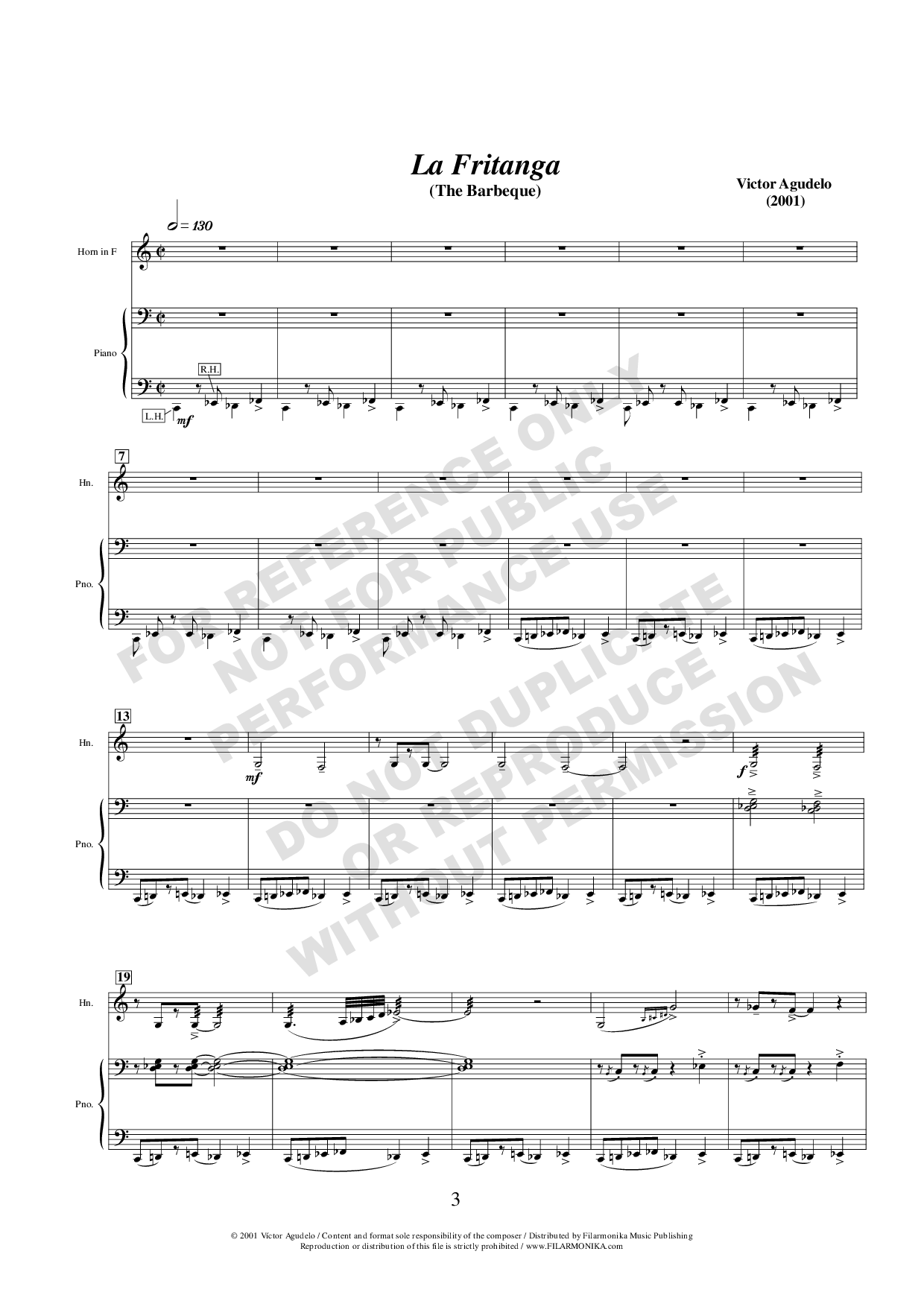 La fritanga, for horn and piano