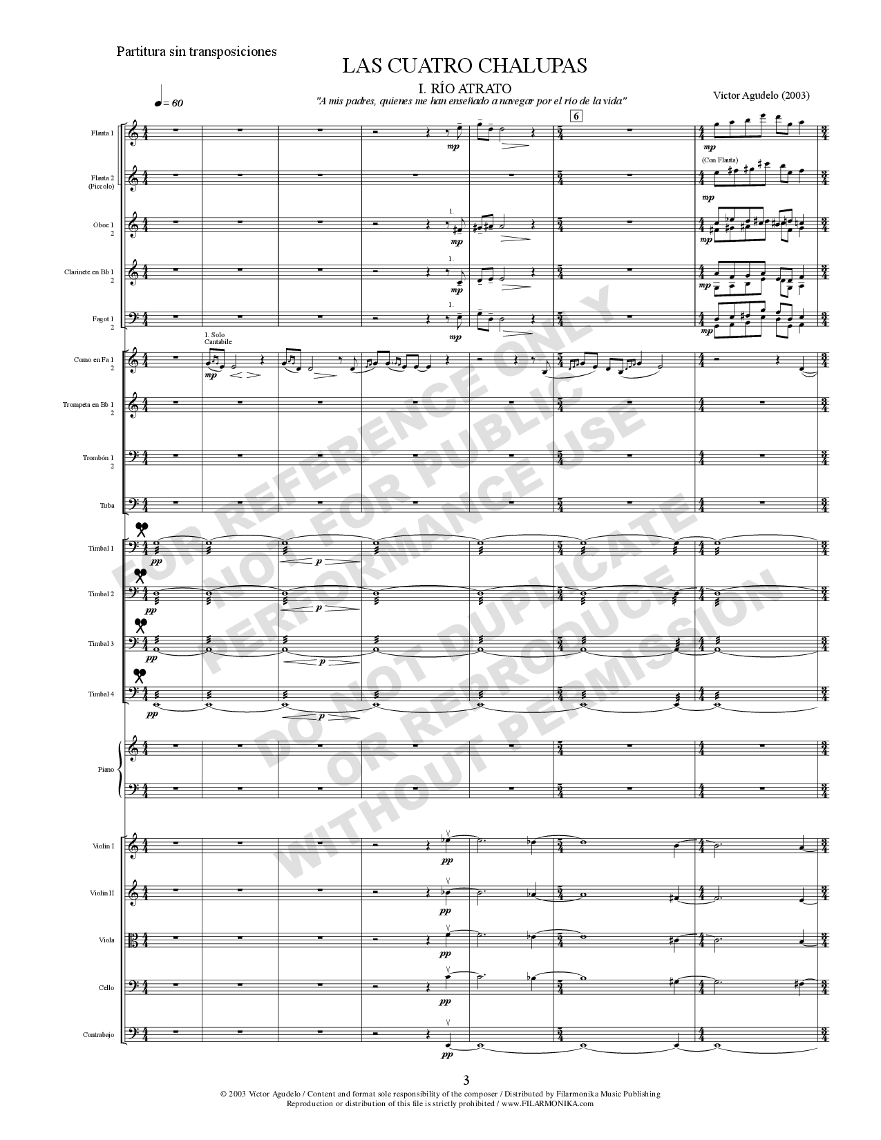 Las cuatro chalupas, for orchestra