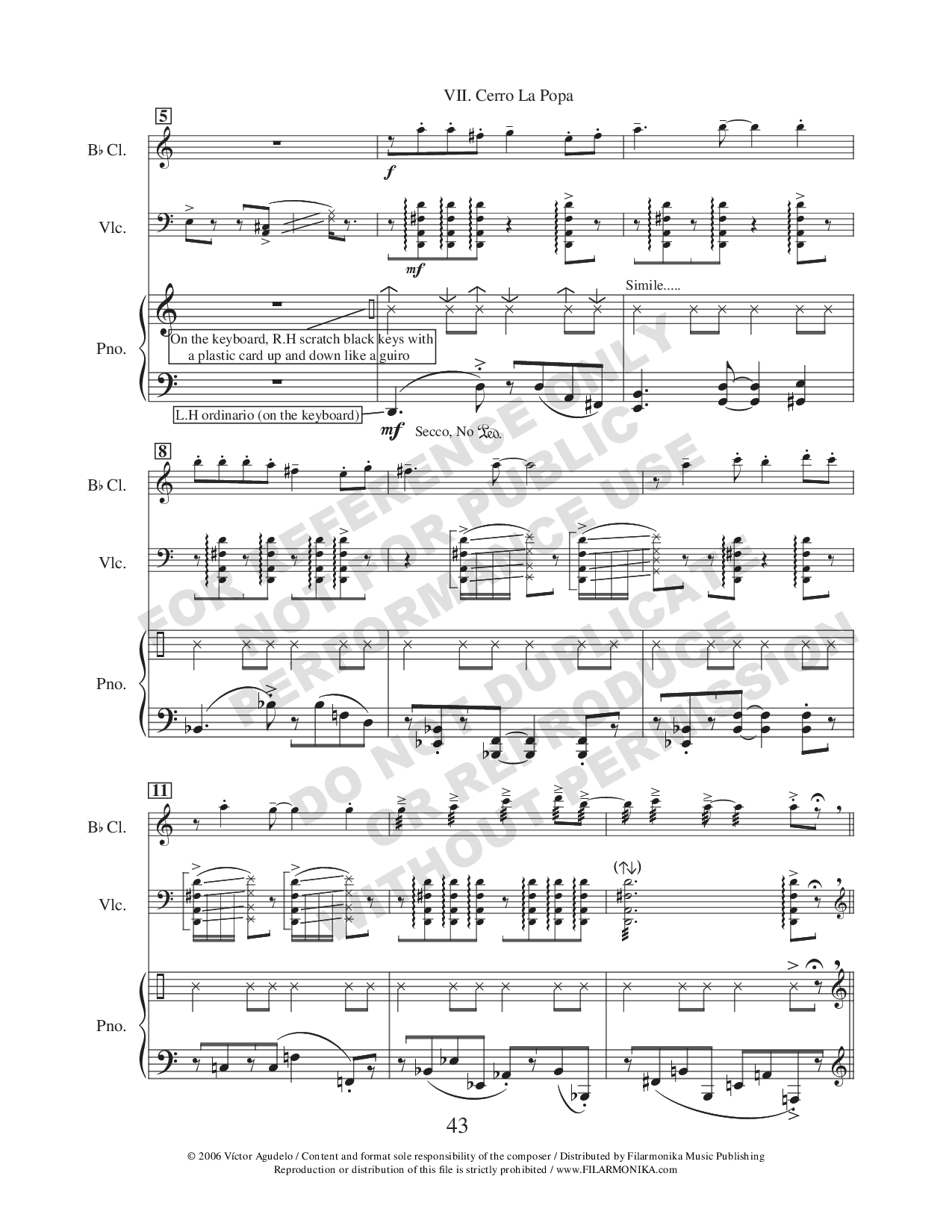 Mazorca a $1000, for clarinet, cello, and piano