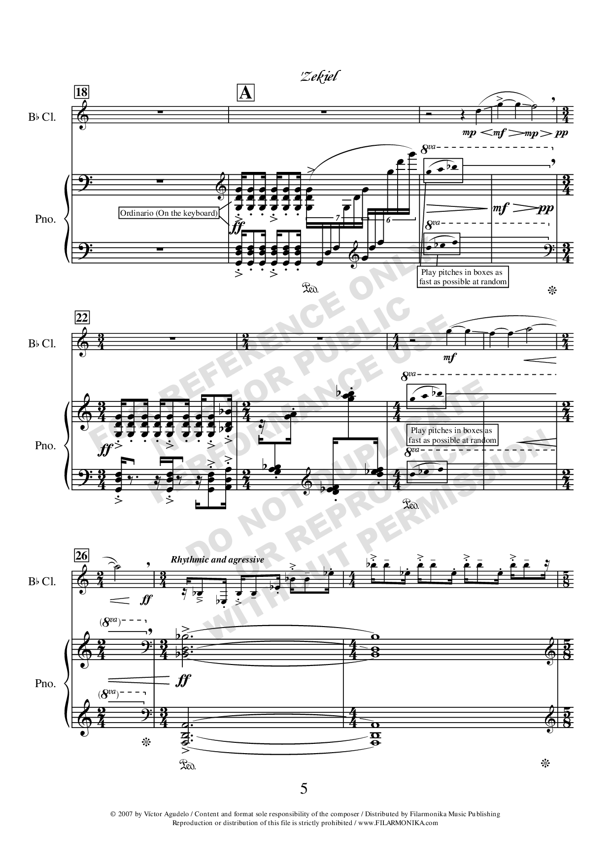 ´Zekiel, for clarinet and piano