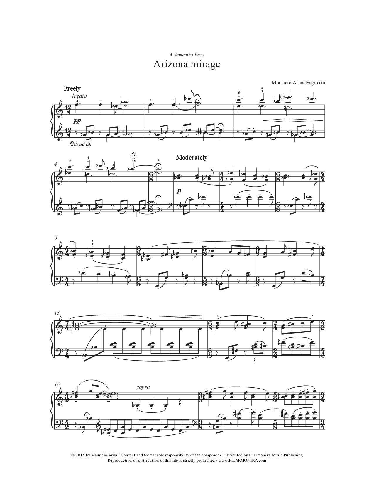 Arizona Mirage, for solo piano