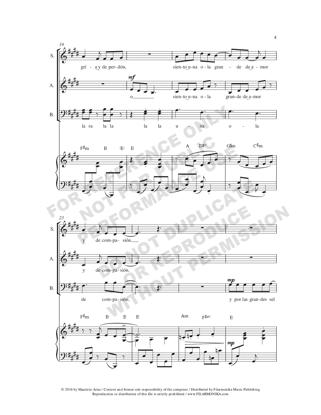 ¡Oigo voces!, for choir and piano