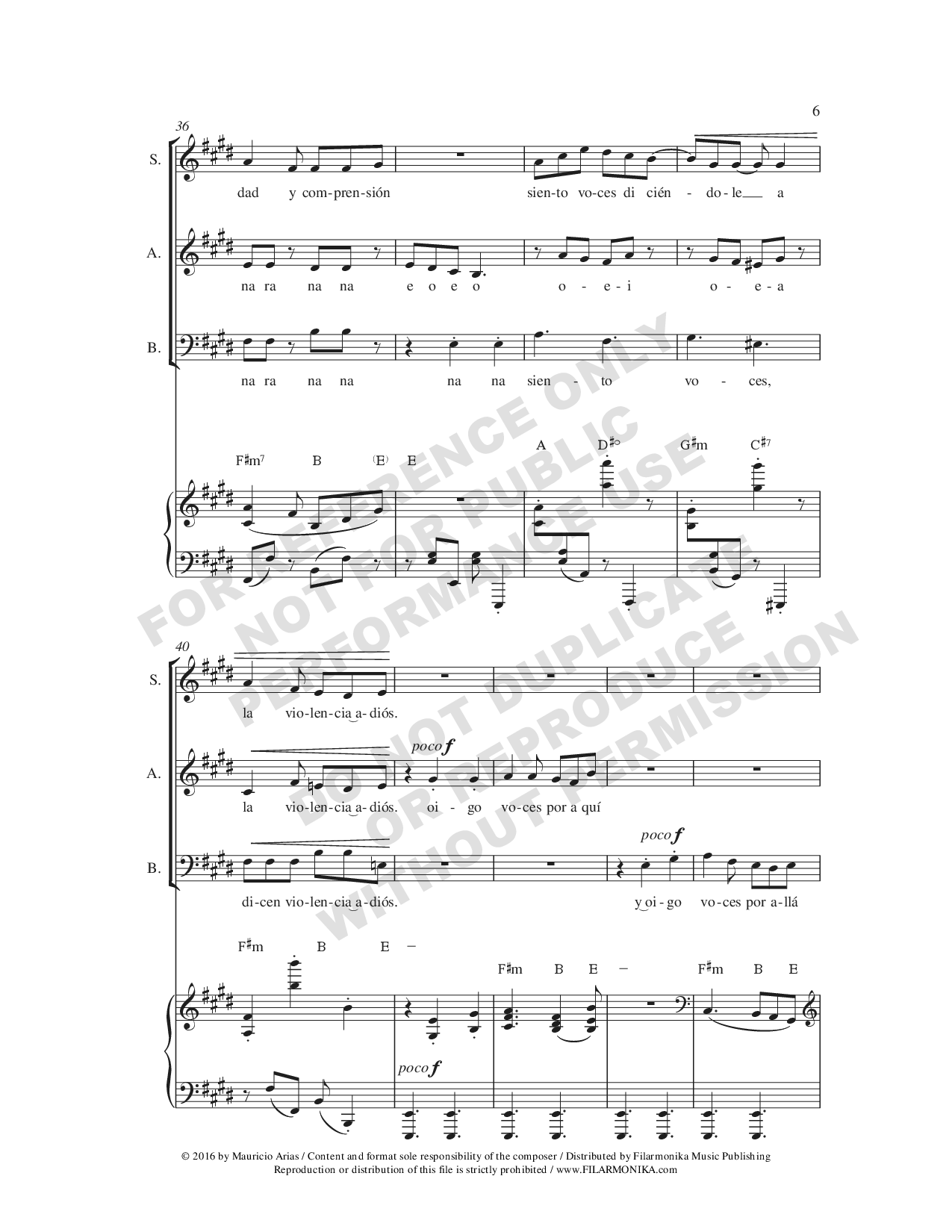 ¡Oigo voces!, for choir and piano