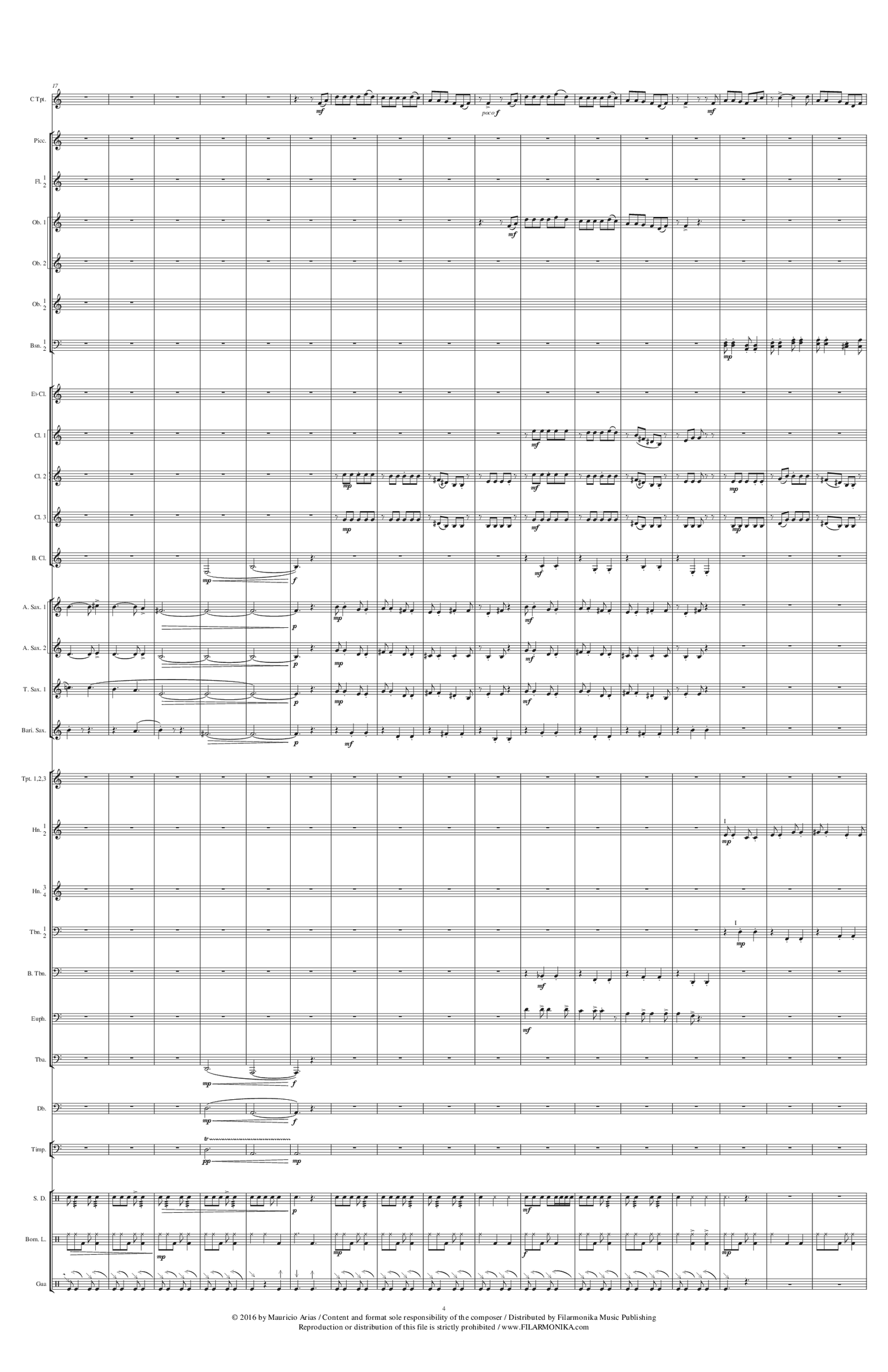 Variaciones fantásticas sobre 'La guaneña', for trumpet and concert band