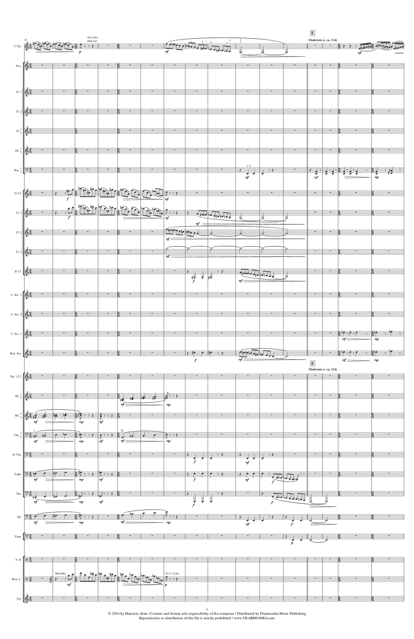 Variaciones fantásticas sobre 'La guaneña', for trumpet and concert band