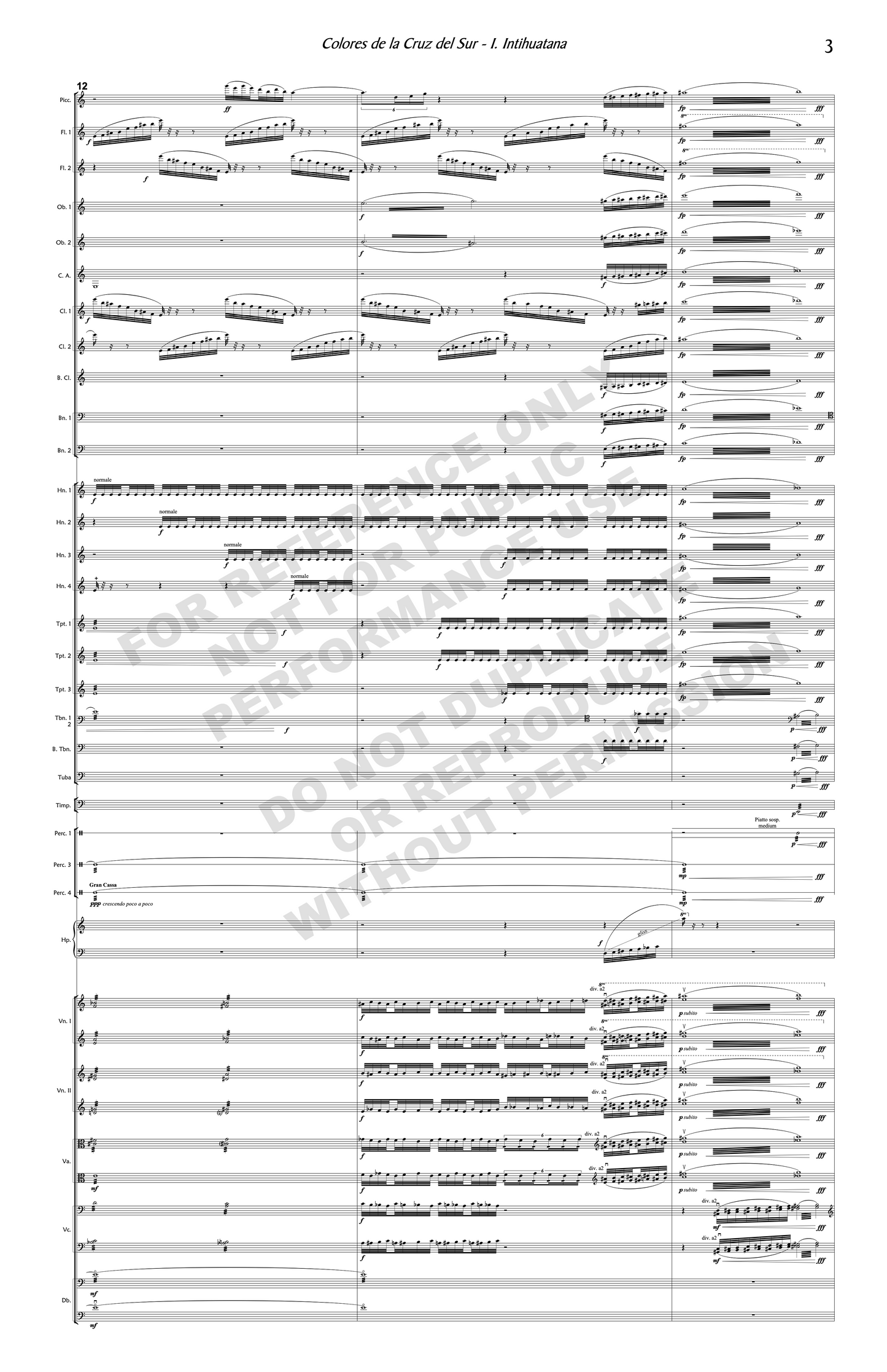 Colores de la Cruz del Sur, for symphony orchestra