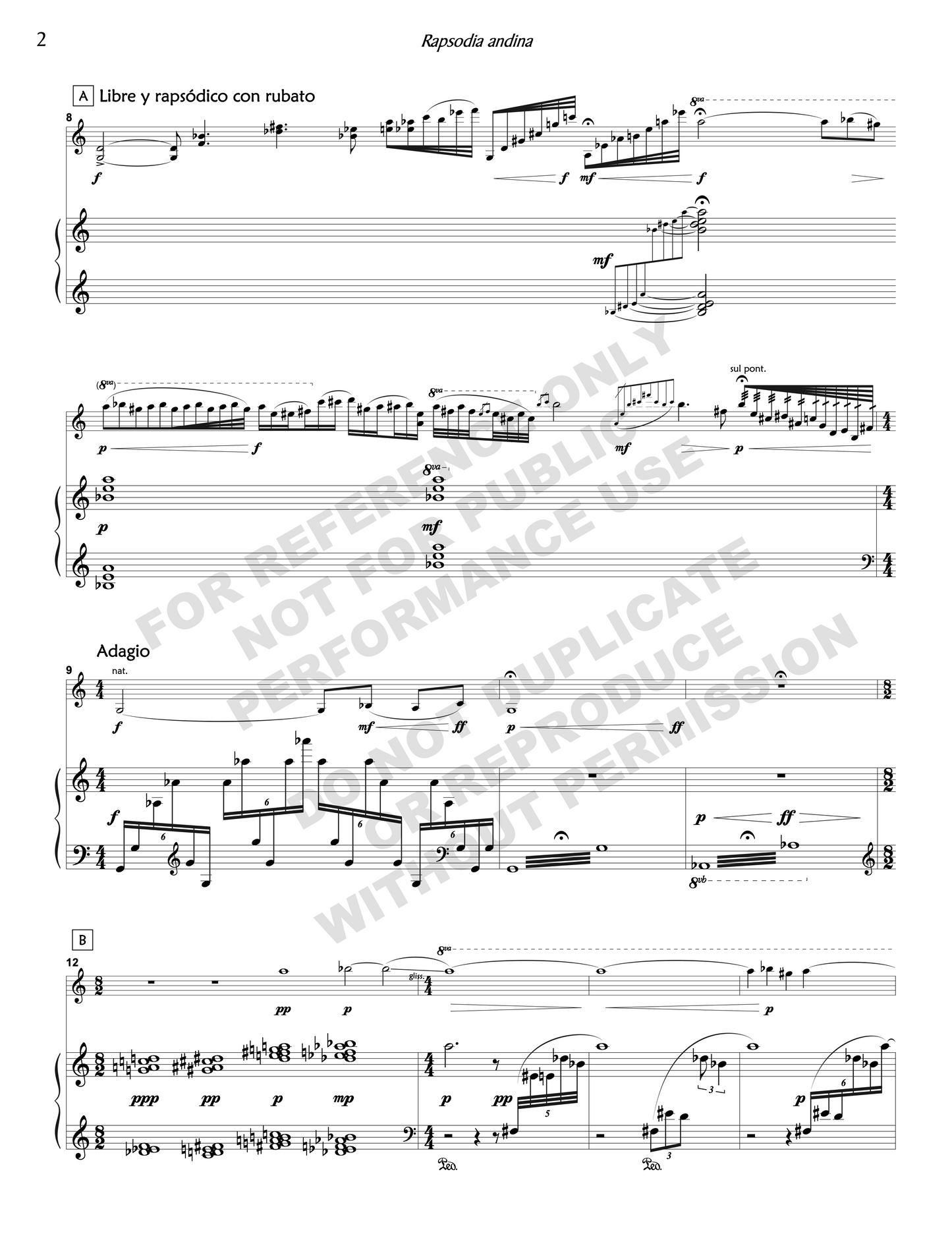 Rapsodia andina , for violin and piano