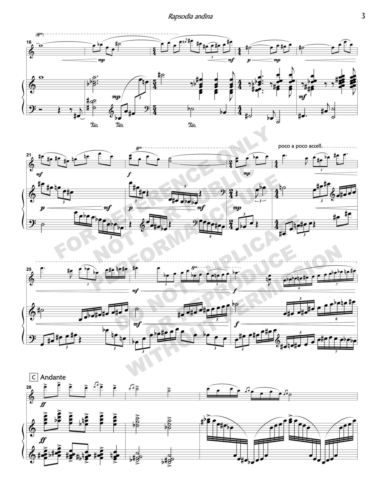 Rapsodia andina , for violin and piano