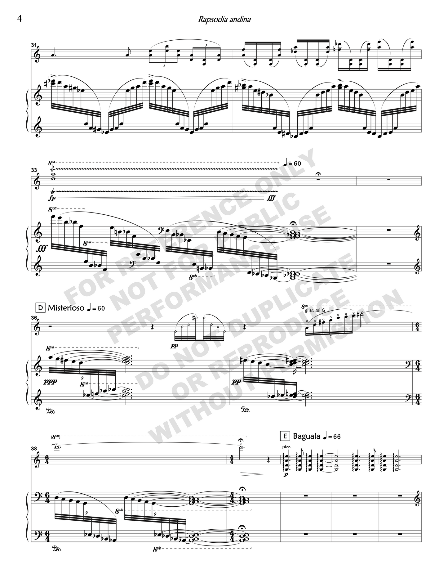 Rapsodia andina , for violin and piano