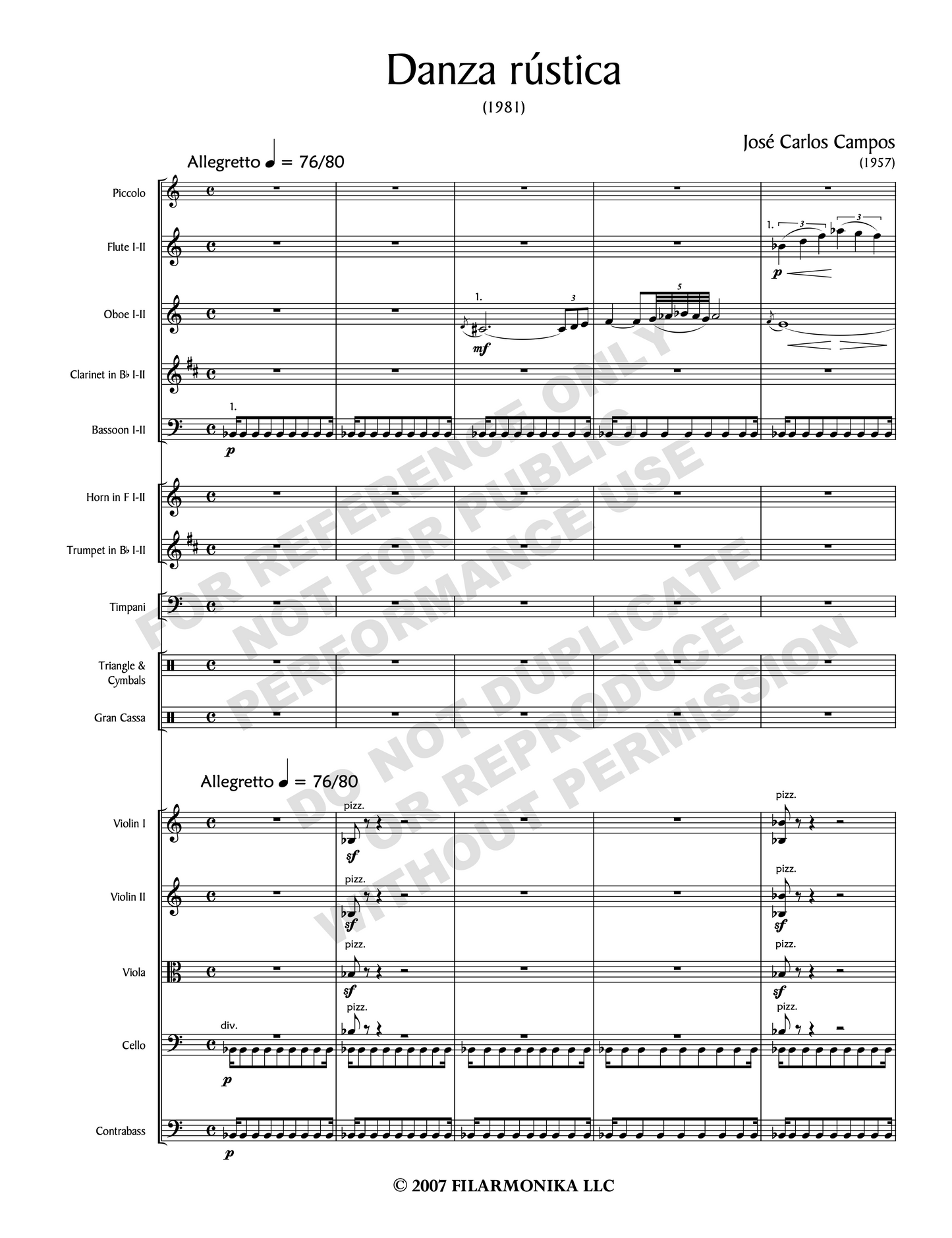 Danza rústica, for orchestra
