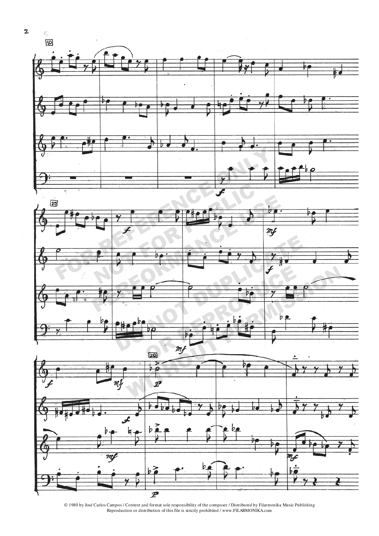 Danza súbita, for double reed quartet