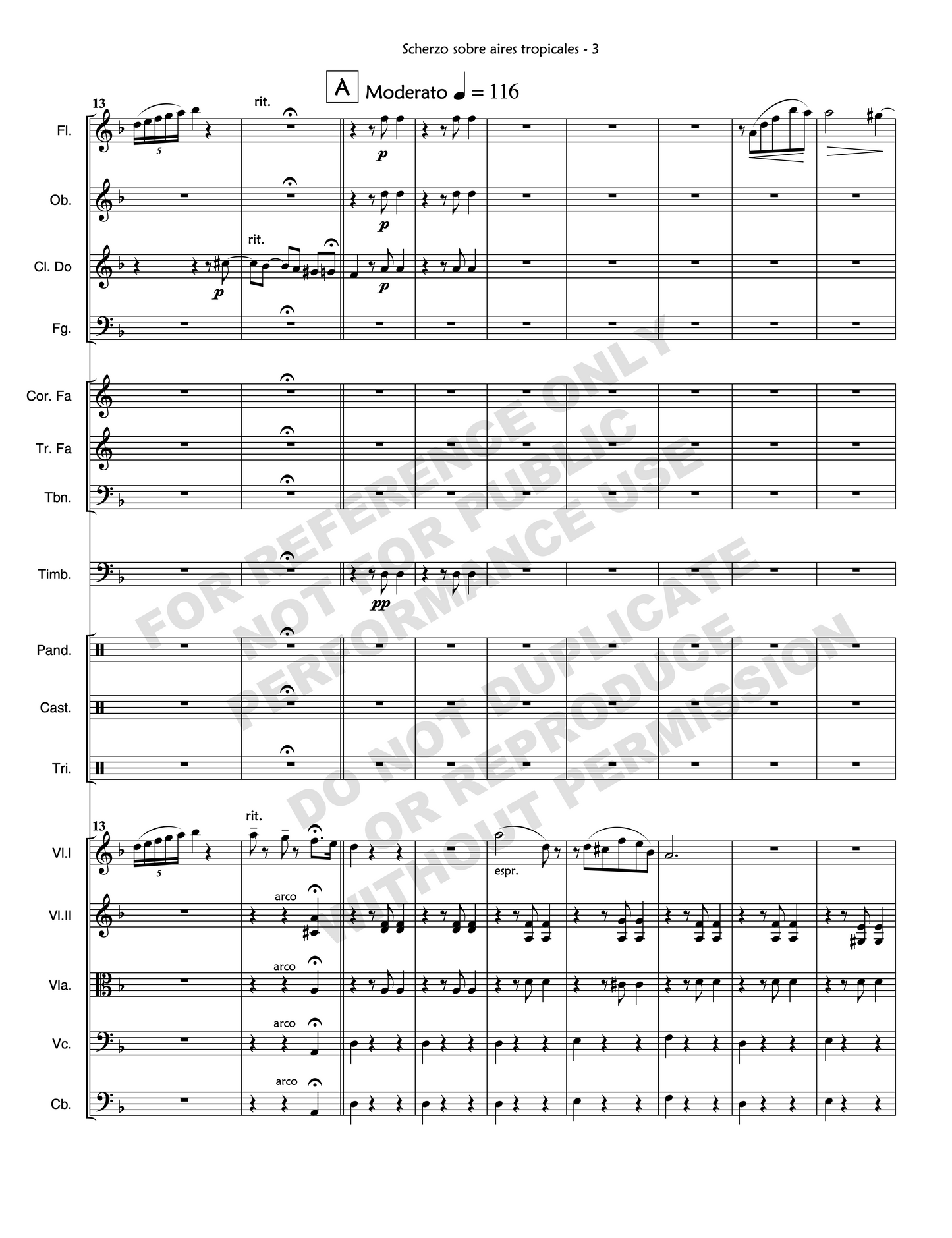 Scherzo sobre aires tropicales, for orchestra