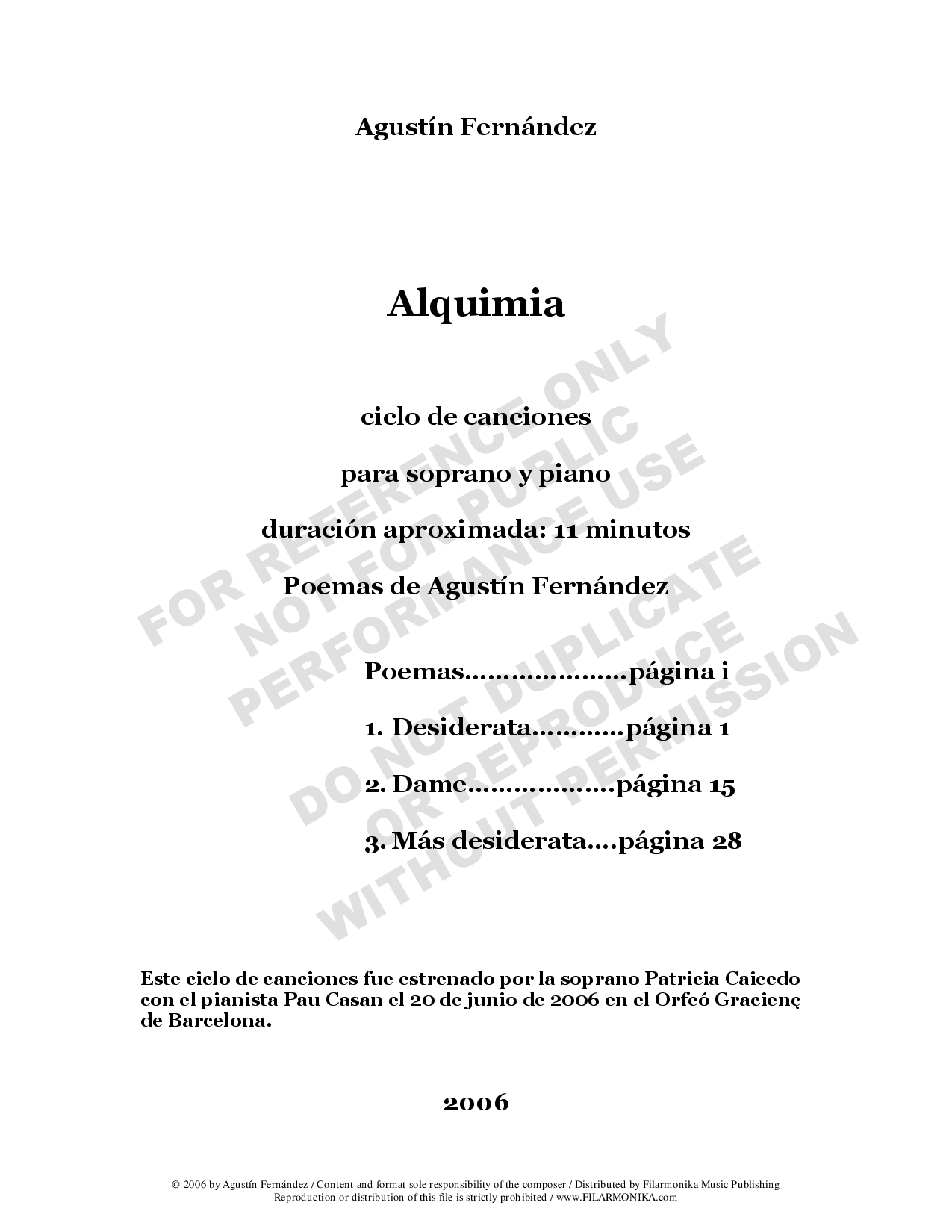 Alquimia, for soprano and piano