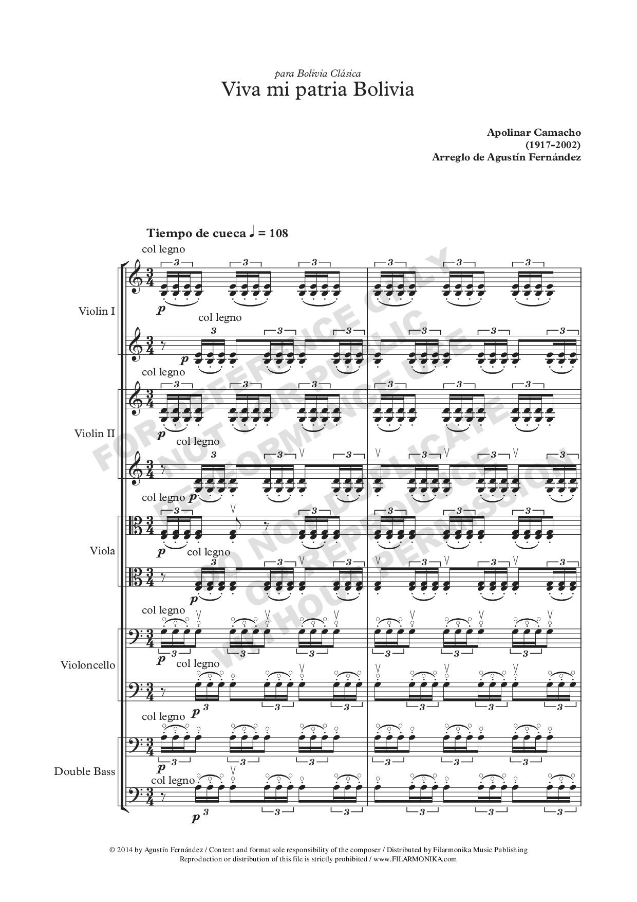 Arreglos bolivianos, for string orchestra