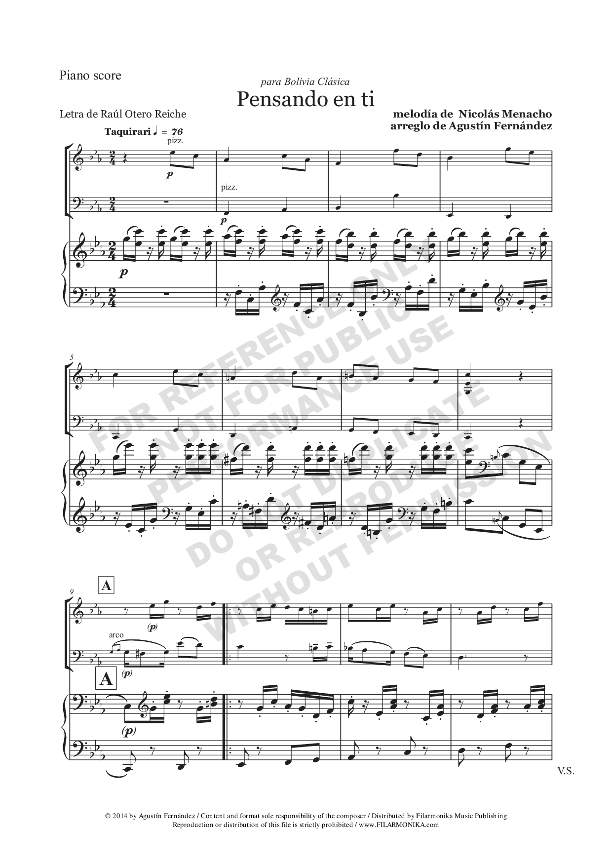 Arreglos bolivianos, for string orchestra