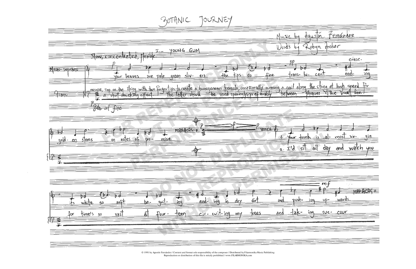 Botanic Journey, for mezzo and piano