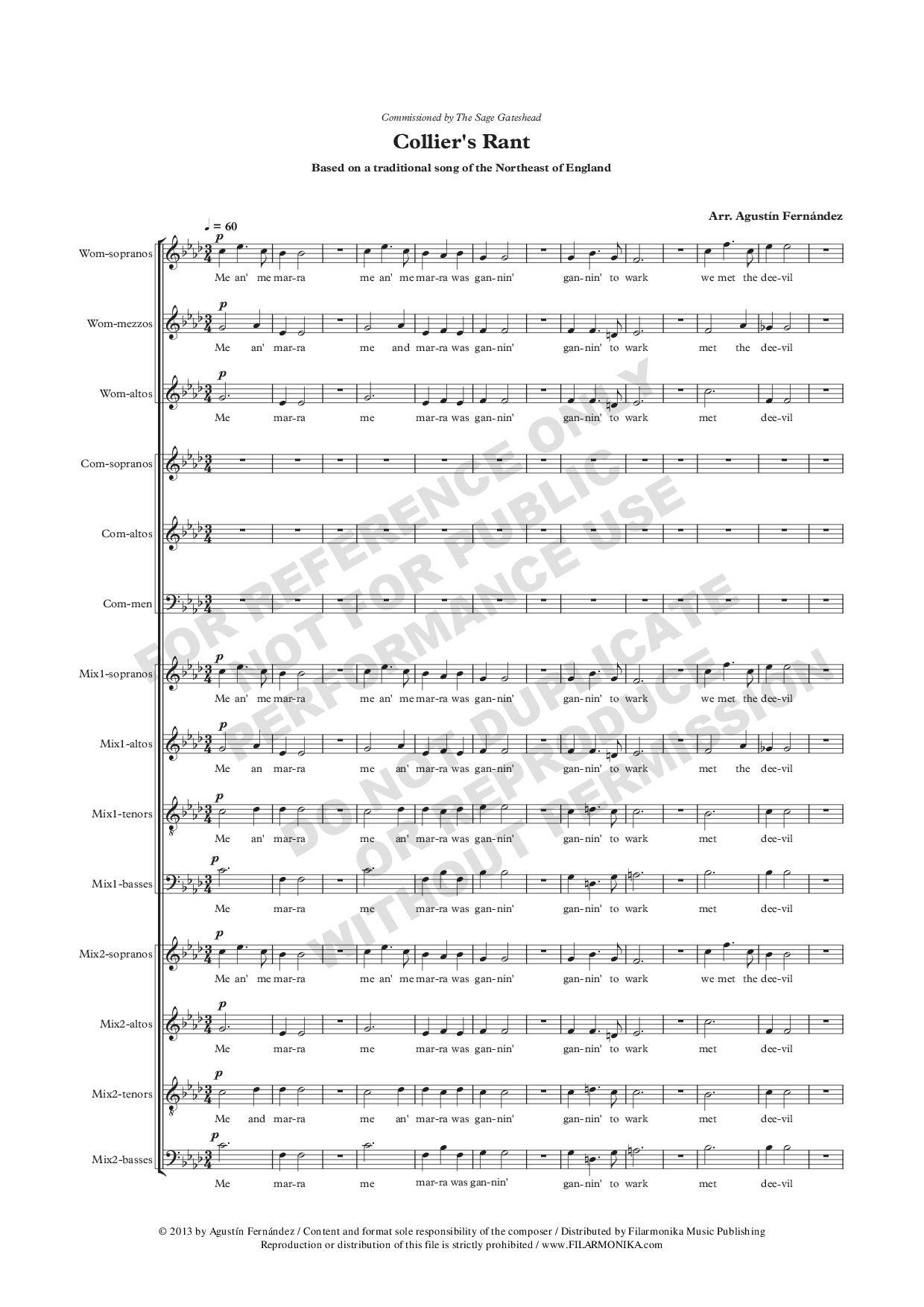 Collier's Rant, for 4 choirs