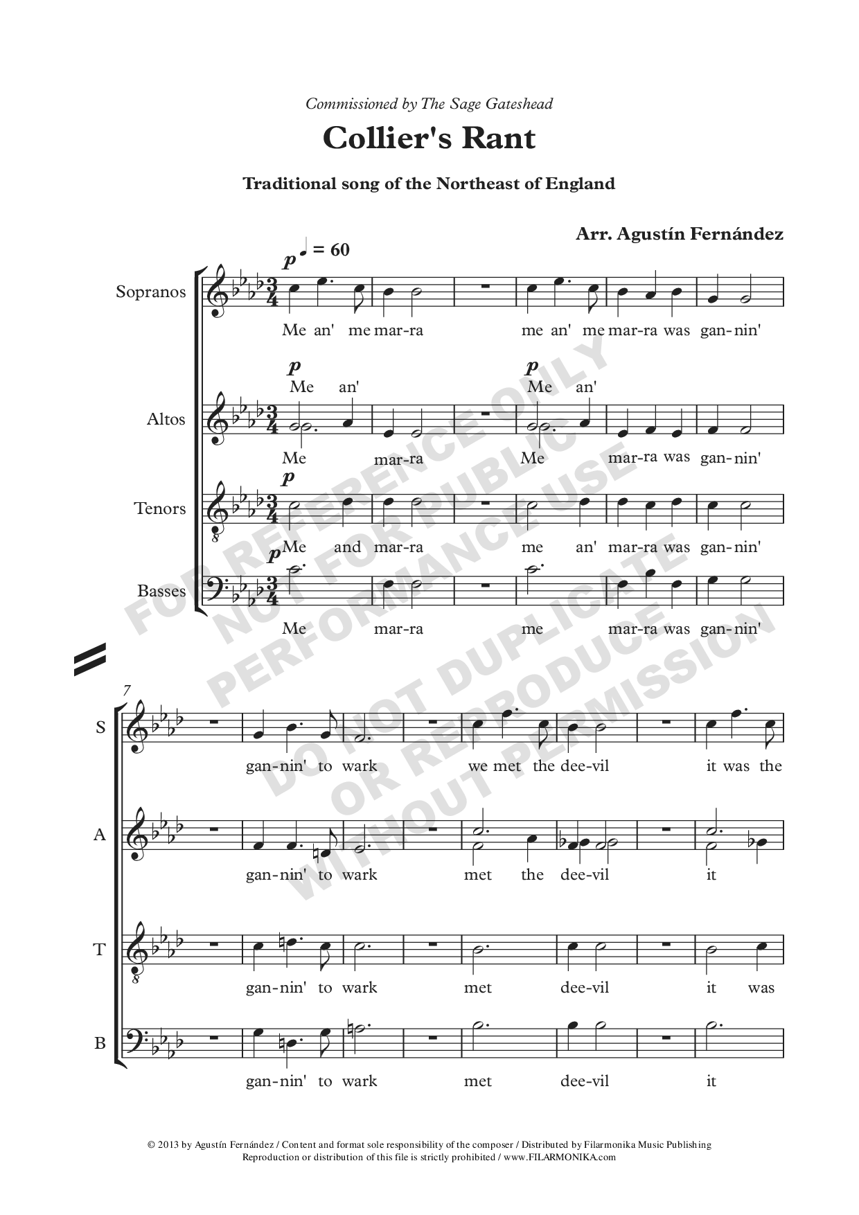 Collier's Rant, for choir