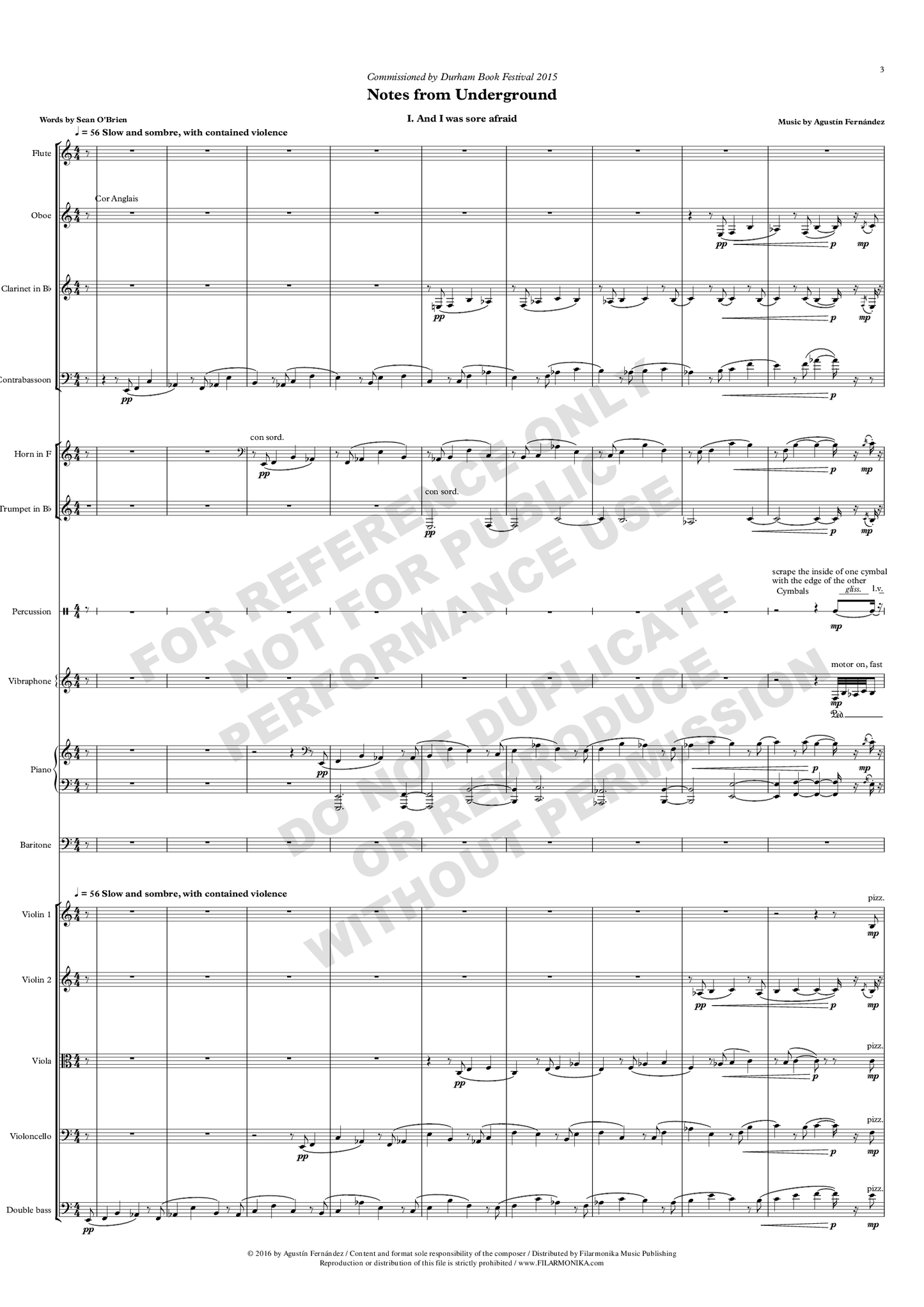 Notes from Underground, for baritone, choir, and ensemble