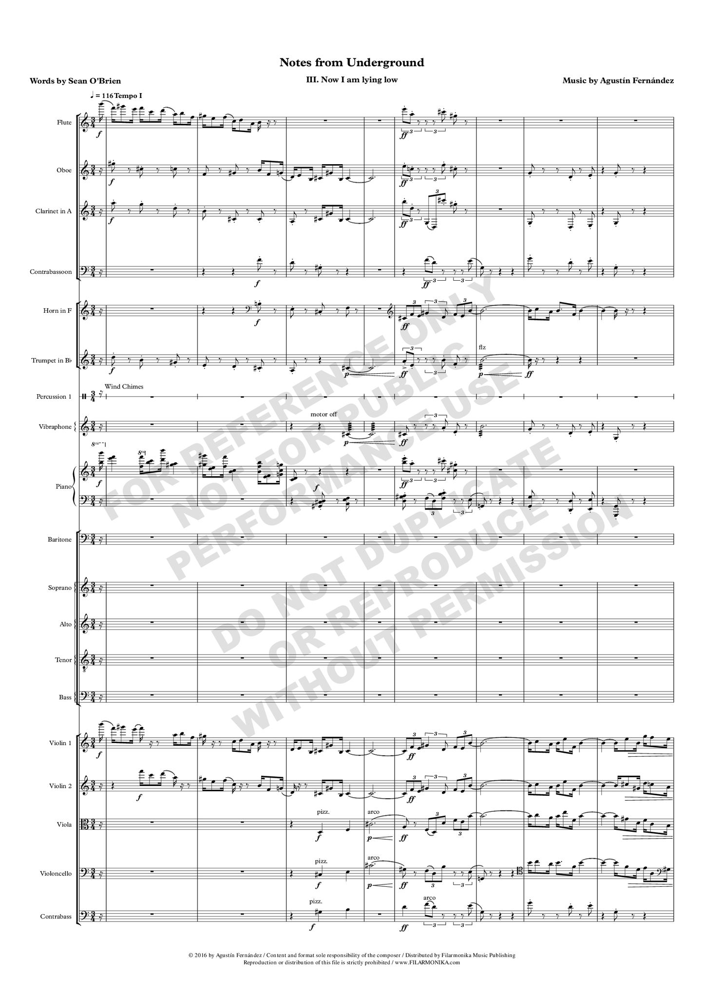 Notes from Underground, for baritone, choir, and ensemble