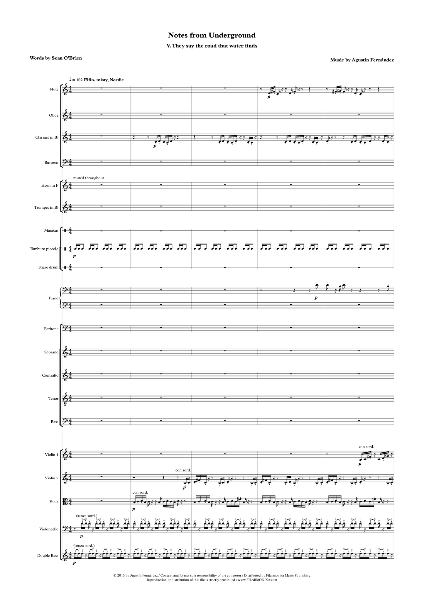 Notes from Underground, for baritone, choir, and ensemble