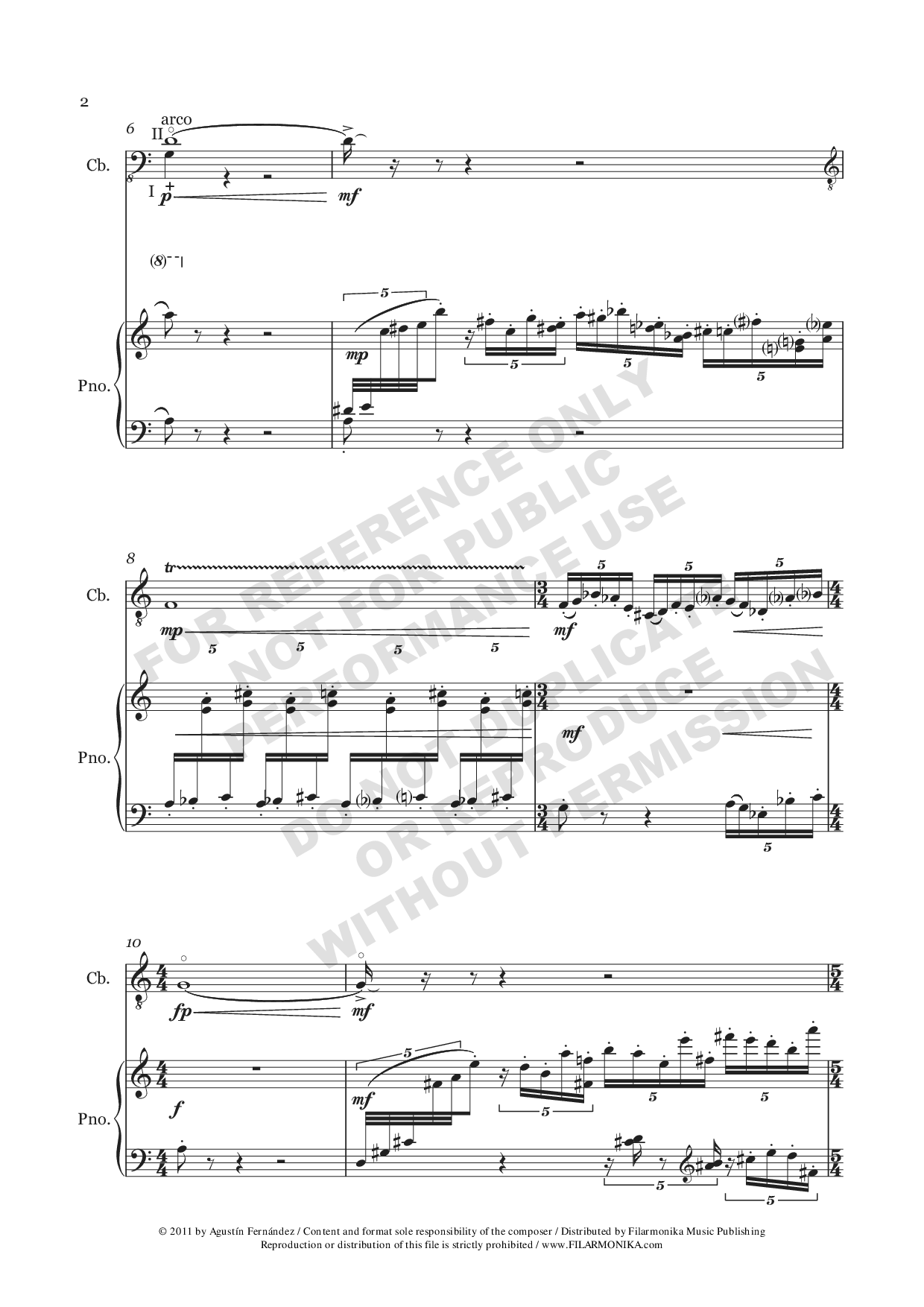 Souvenir de Teoponte, for double bass and piano