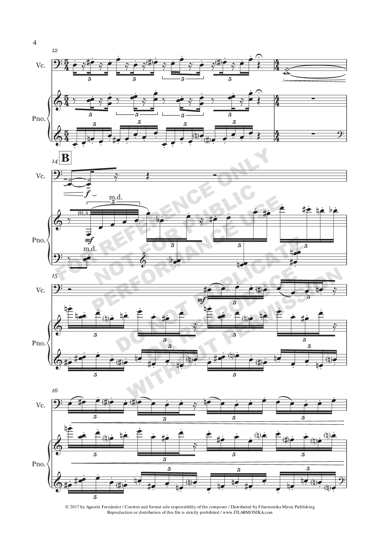 Souvenir de Teoponte, for cello and piano
