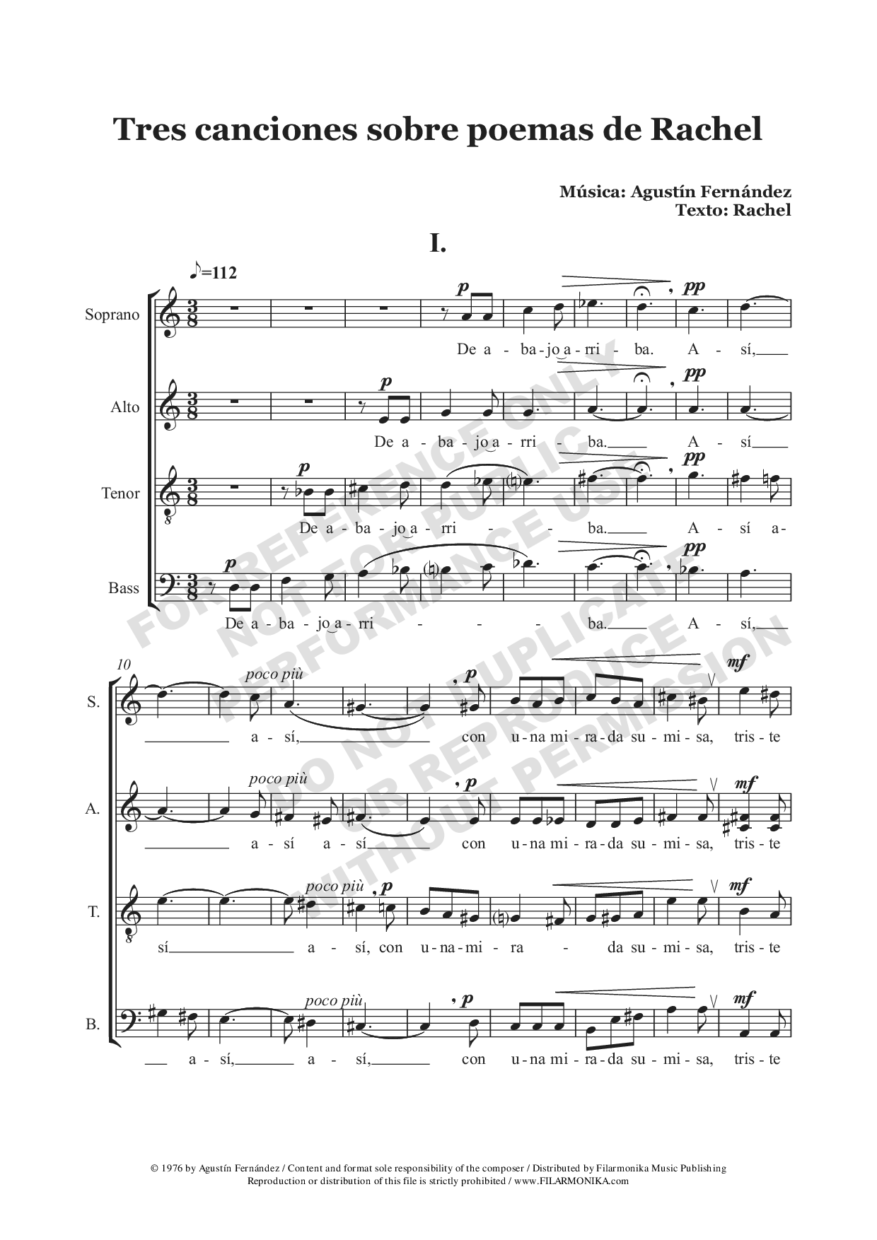 Tres canciones sobre poemas de Rachel, for choir