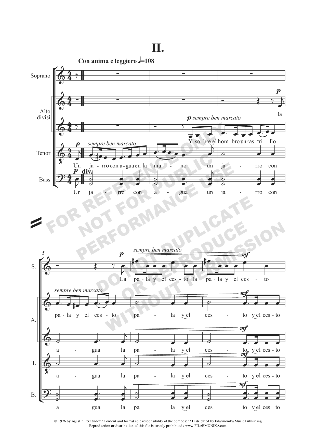 Tres canciones sobre poemas de Rachel, for choir