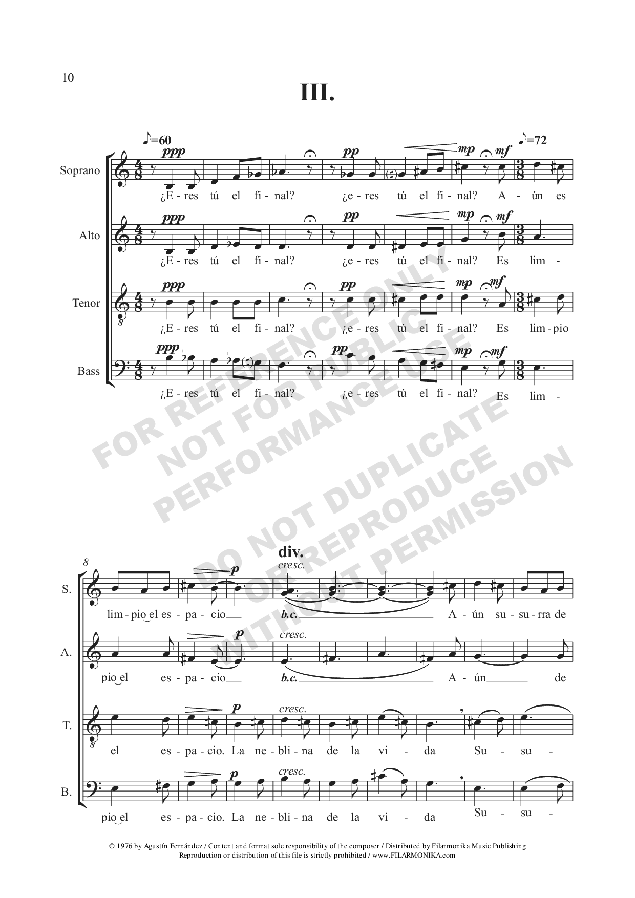 Tres canciones sobre poemas de Rachel, for choir