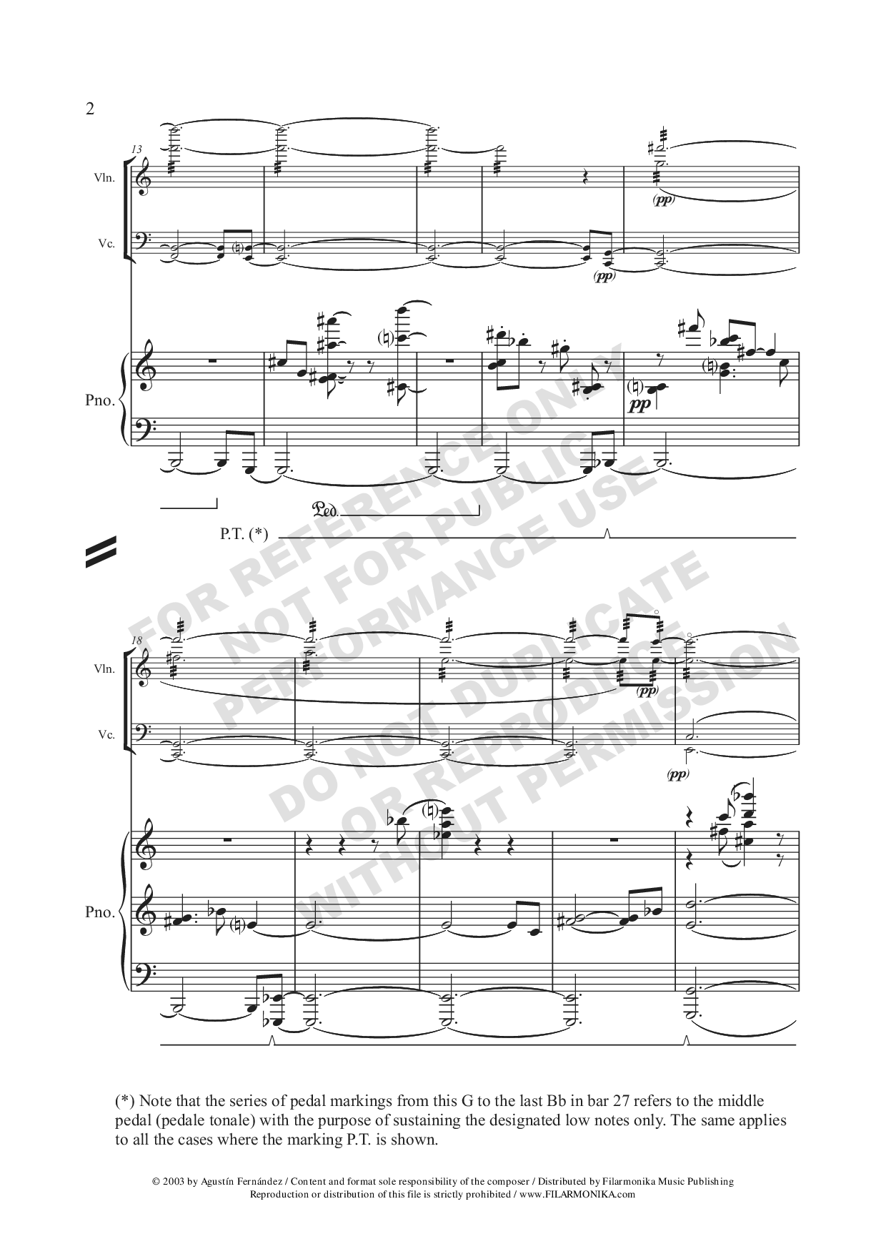Trío, for violin, cello, and piano