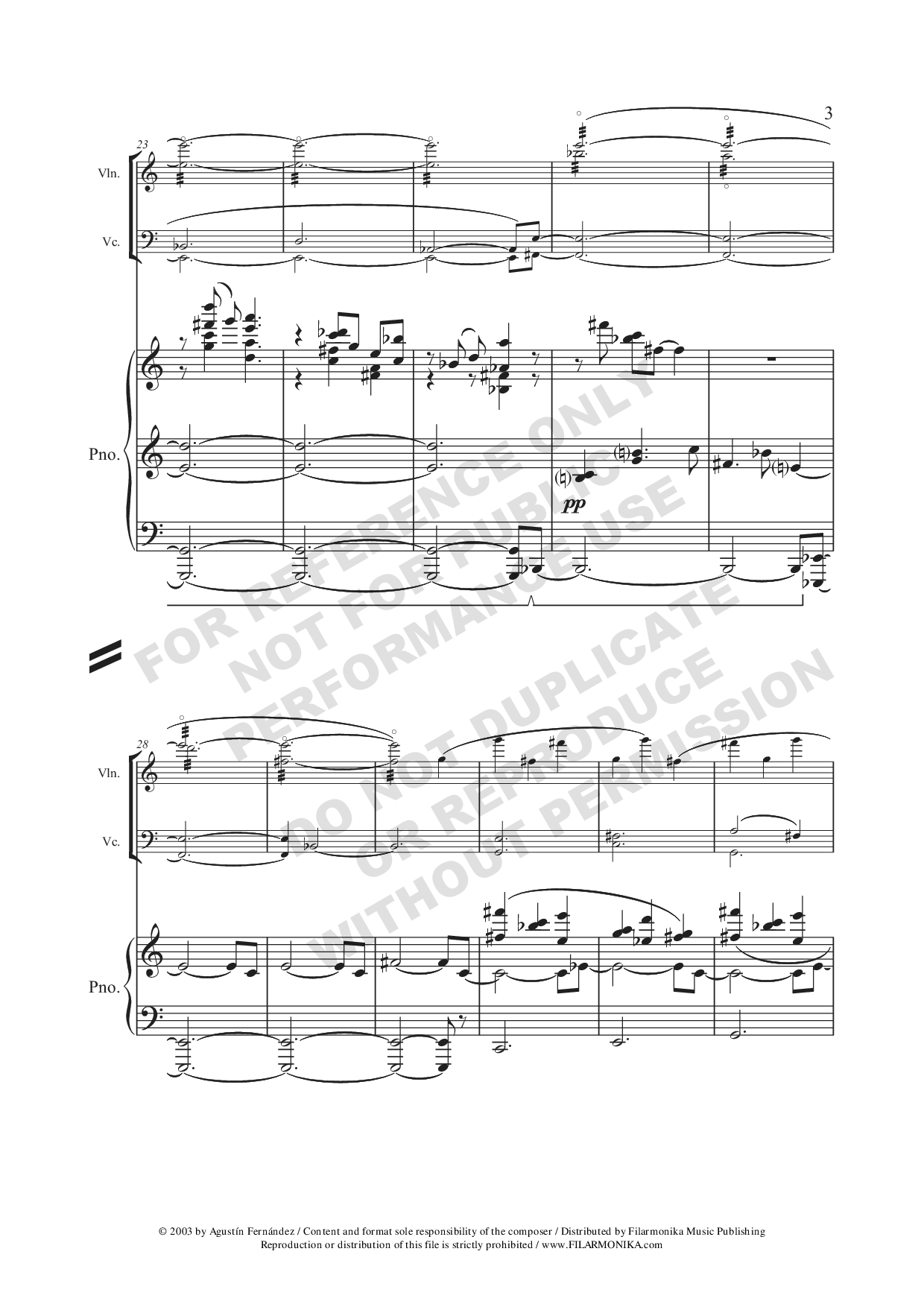 Trío, for violin, cello, and piano