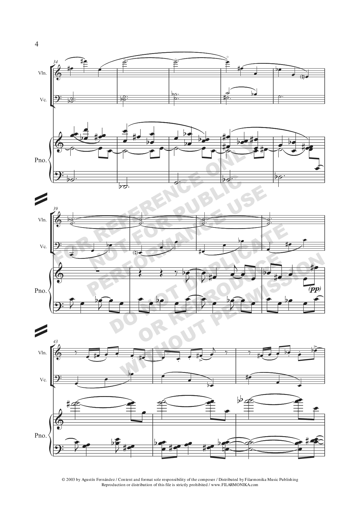 Trío, for violin, cello, and piano