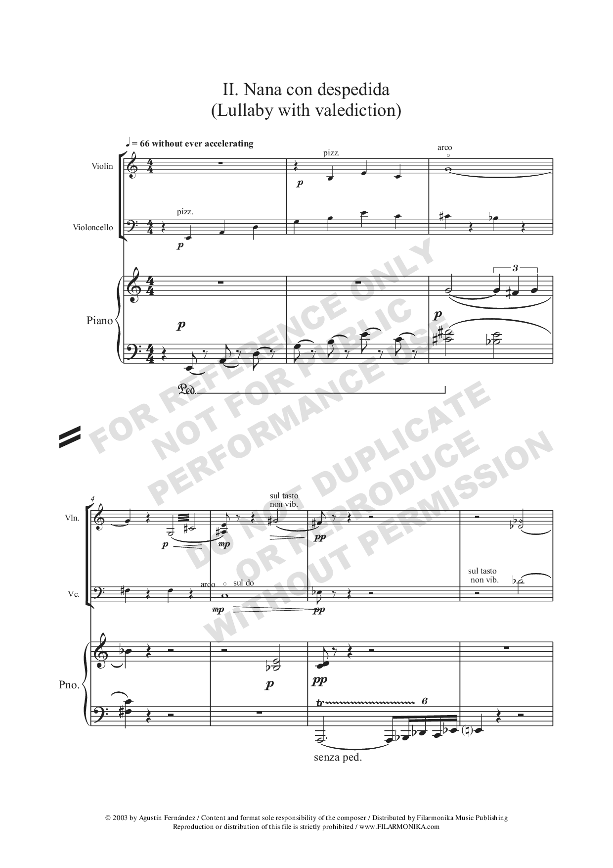 Trío, for violin, cello, and piano