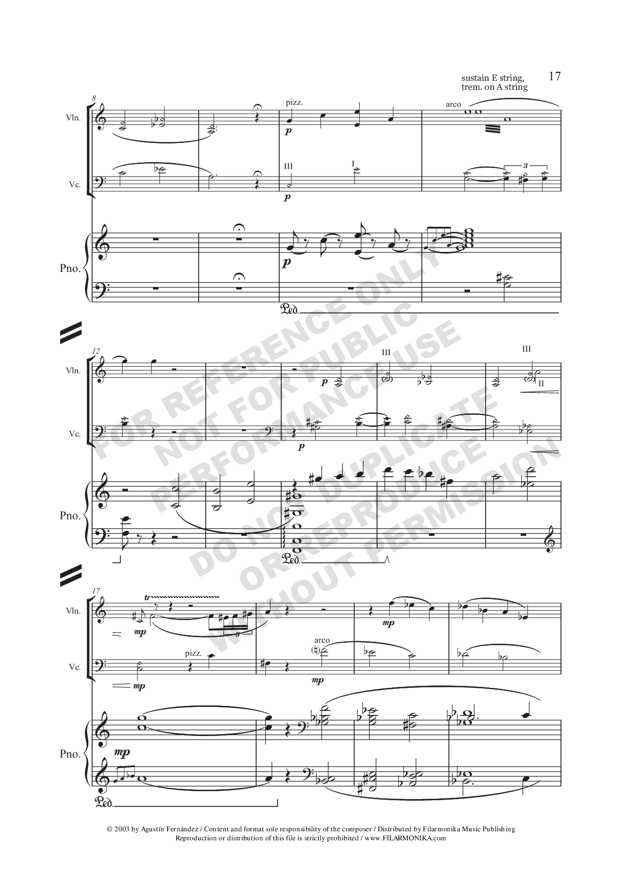 Trío, for violin, cello, and piano