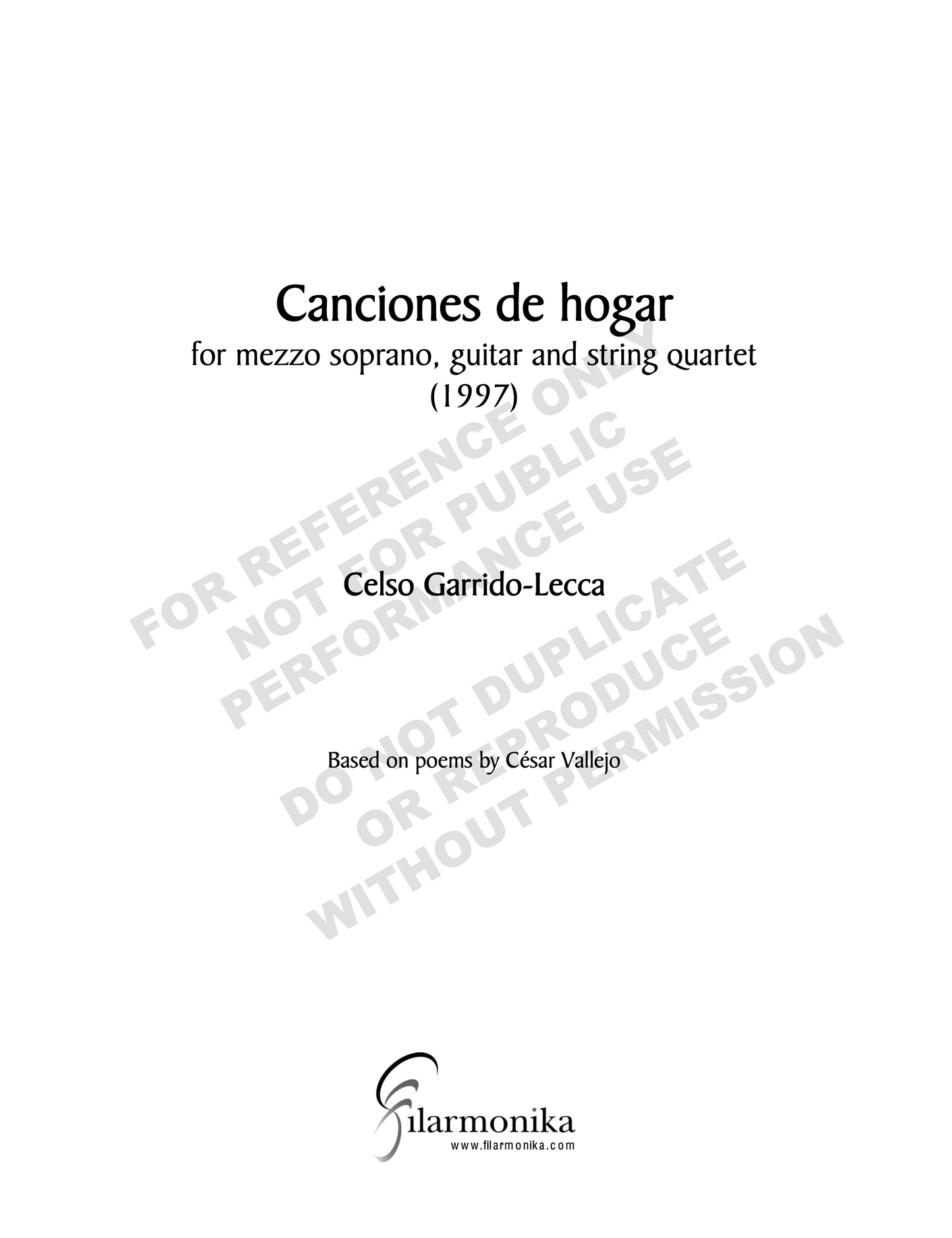 Canciones de hogar, for voice and chamber ensamble