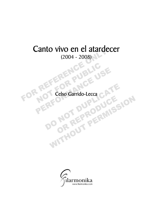 Canto vivo en el atardecer, for baritone and orchestra