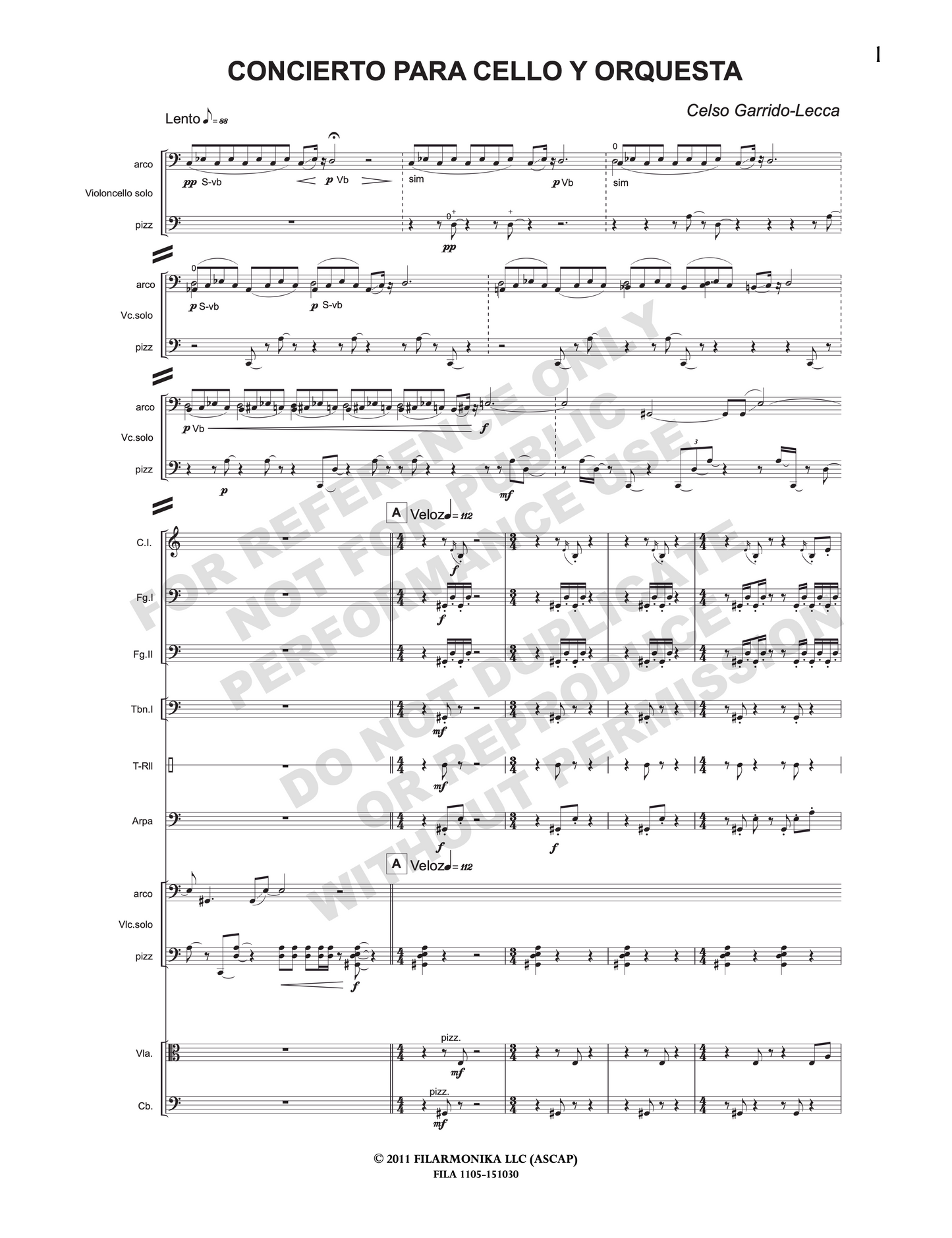 Concerto for cello and orchestra / Concierto para cello y orquesta