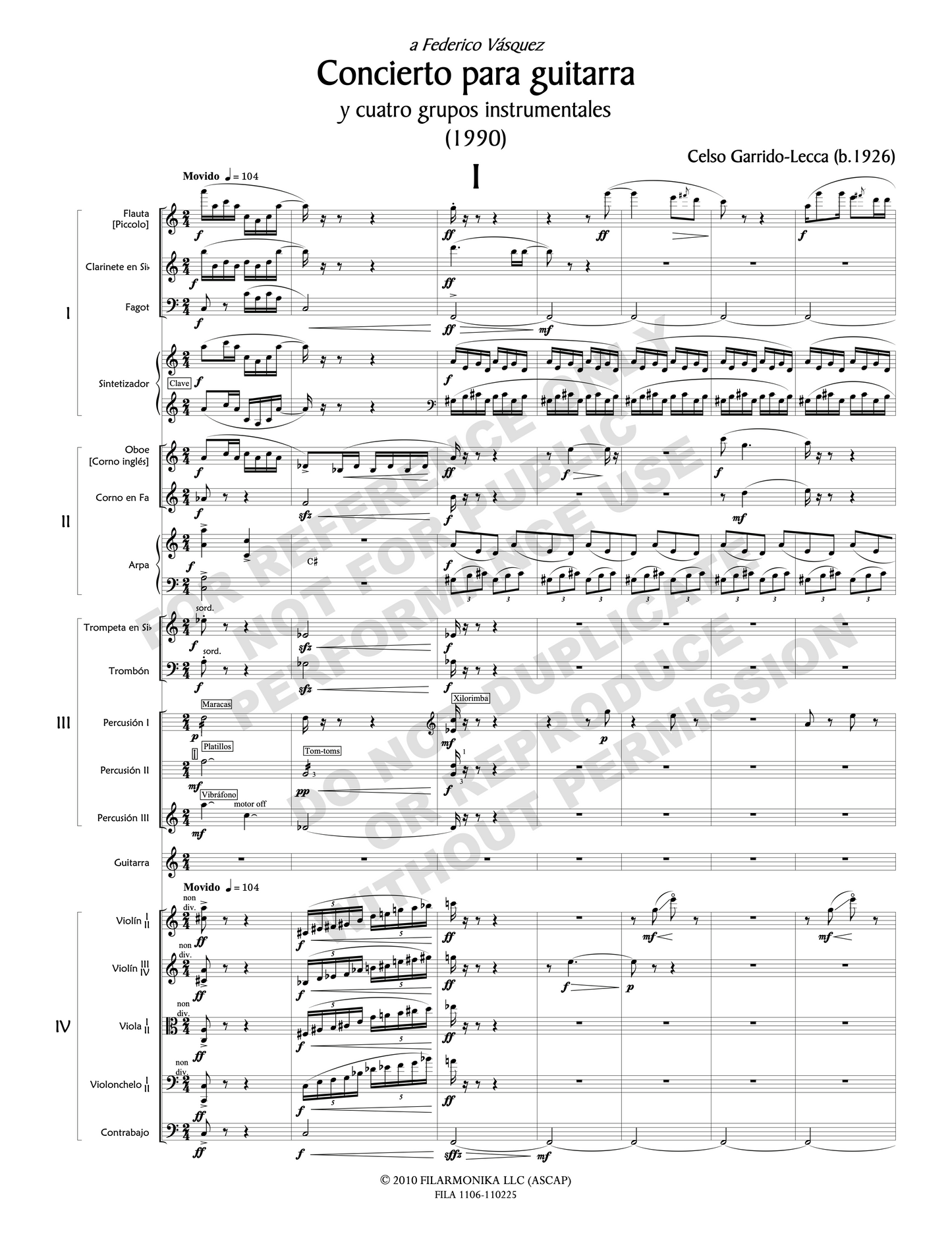 Concerto for guitar and four instrumental groups