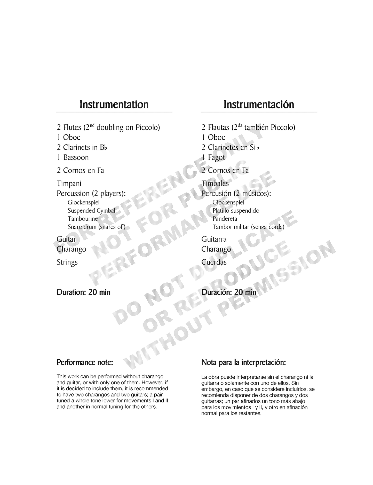 Danzas populares andinas, for chamber orchestra