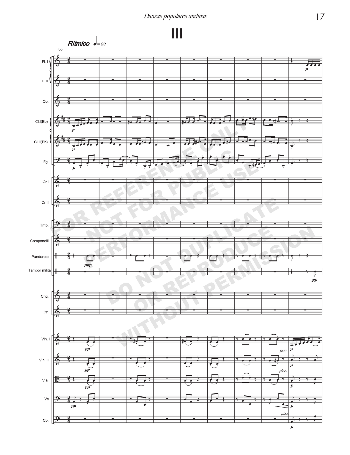Danzas populares andinas, for chamber orchestra