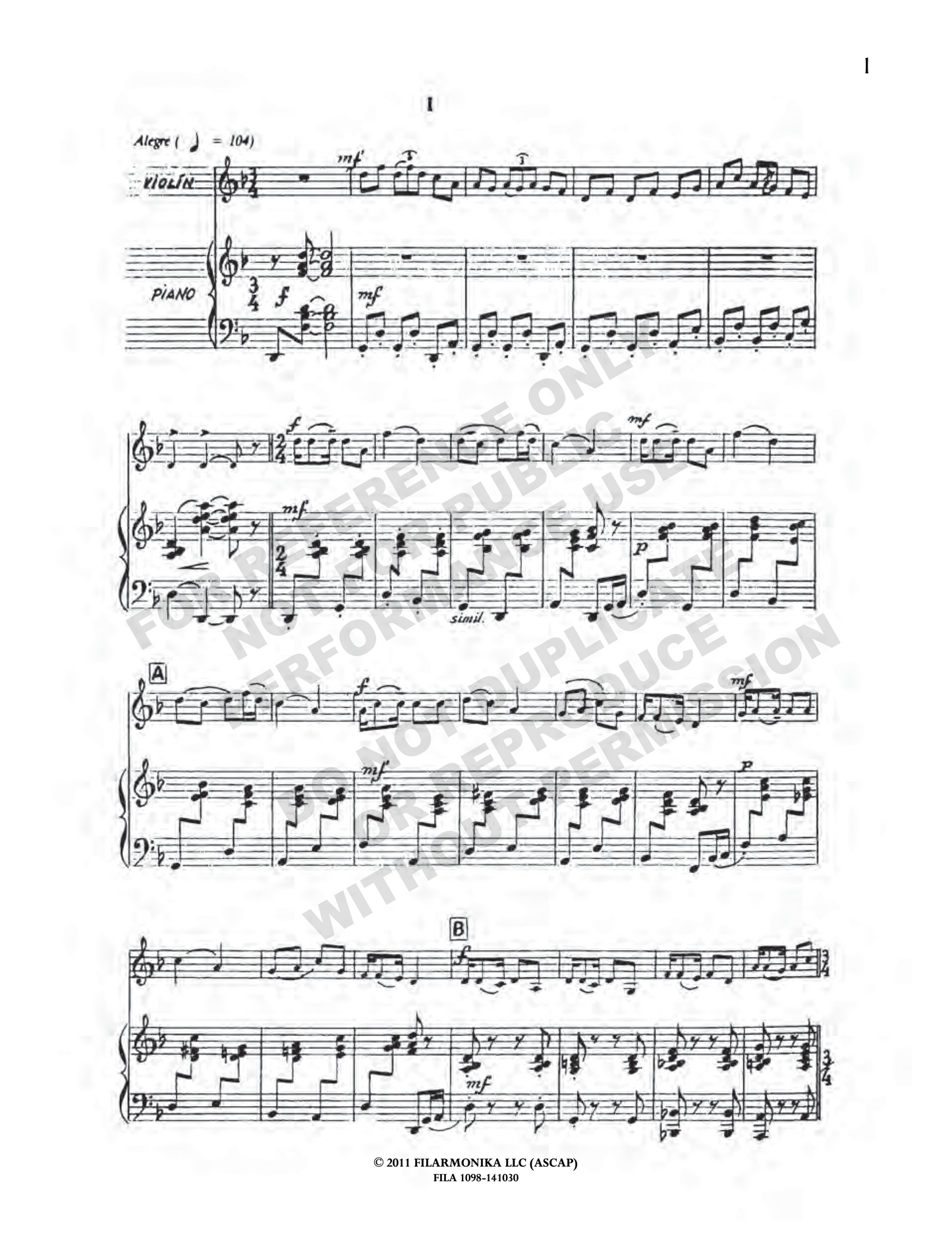 Danzas populares andinas, for violin and piano