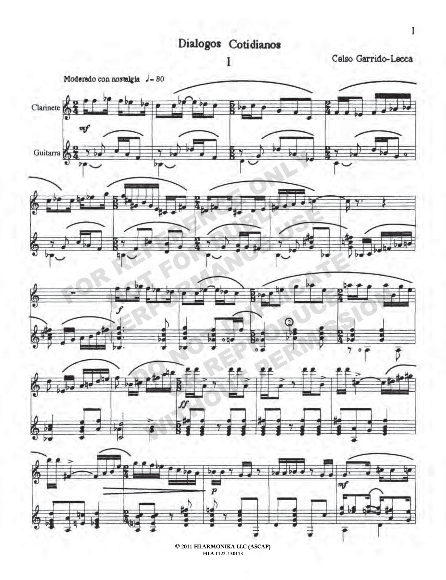 Diálogos cotidianos, for clarinet and guitar