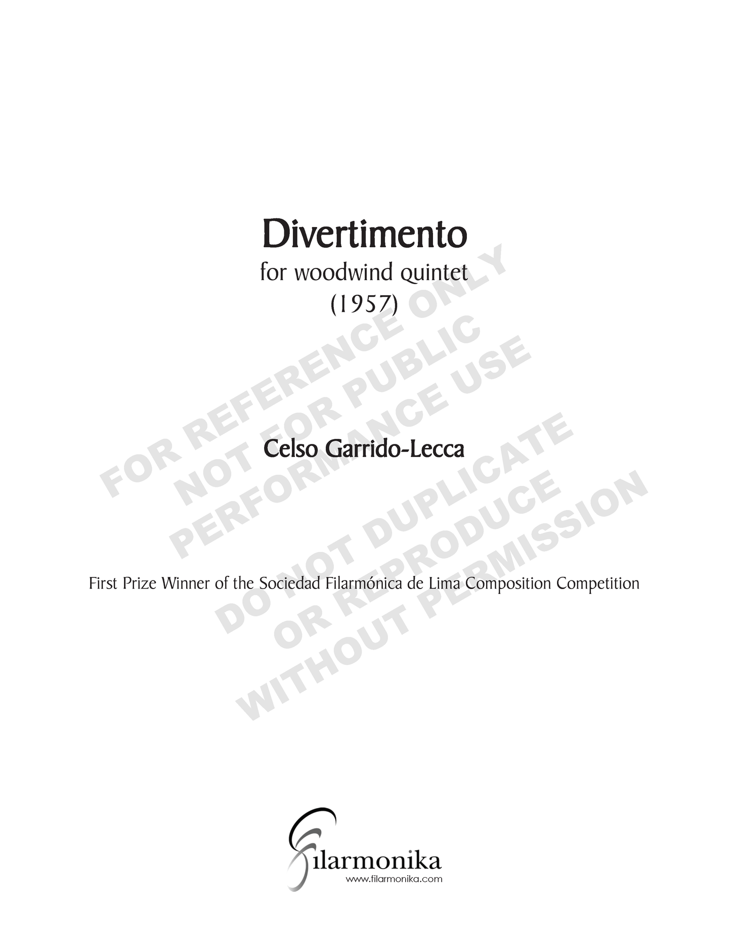 Divertimento, for woodwind quintet